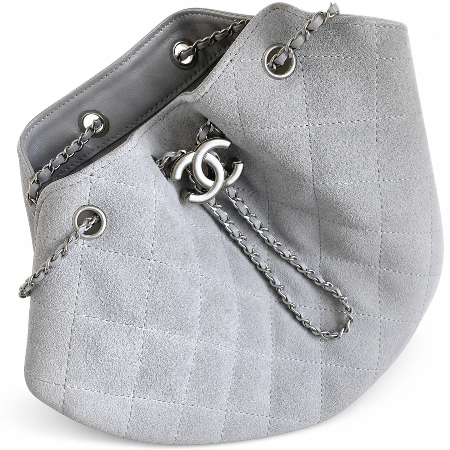 Chanel Large Leather Silver Bag