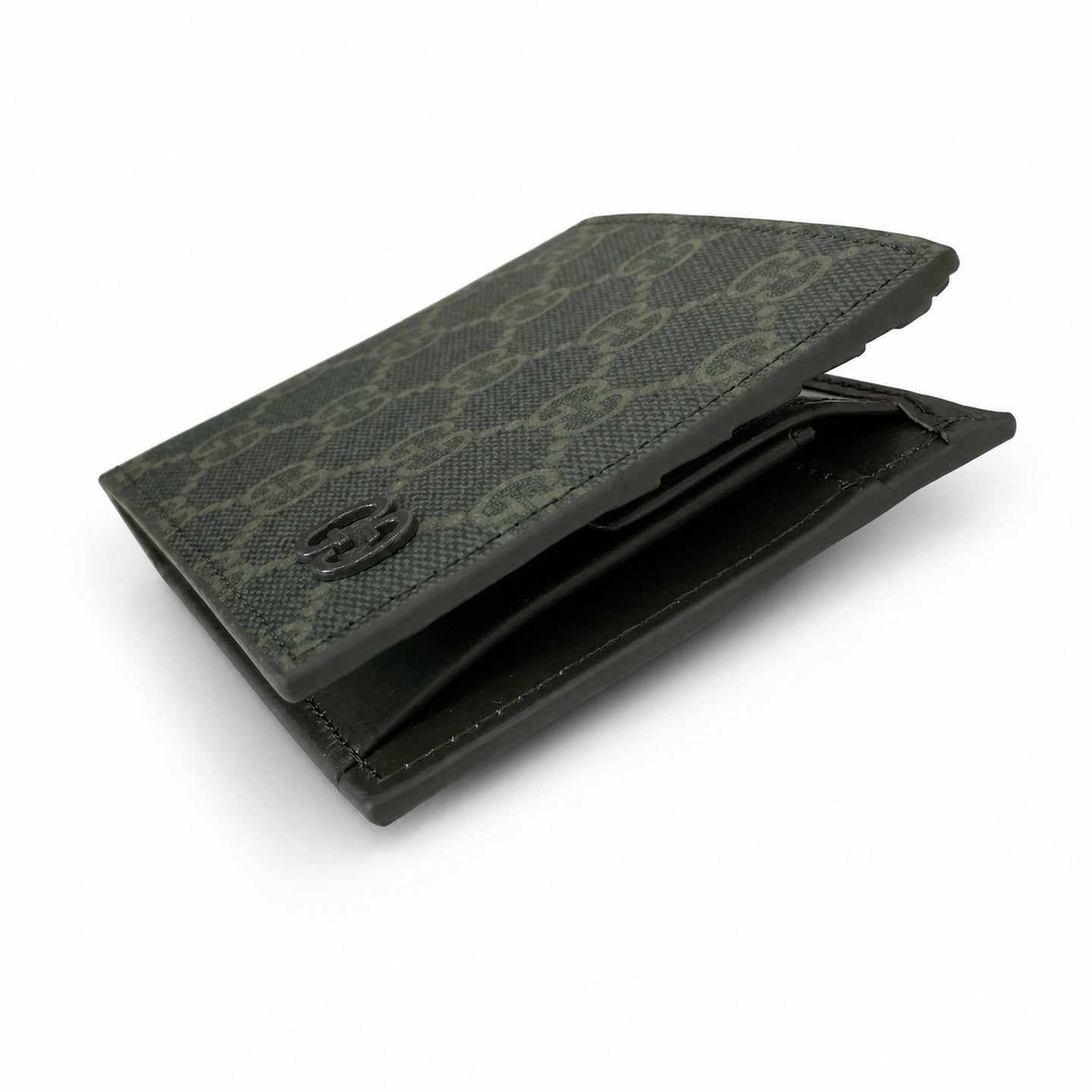 Gucci Men's Supreme Small Canvas Leather Beige Green Wallet
