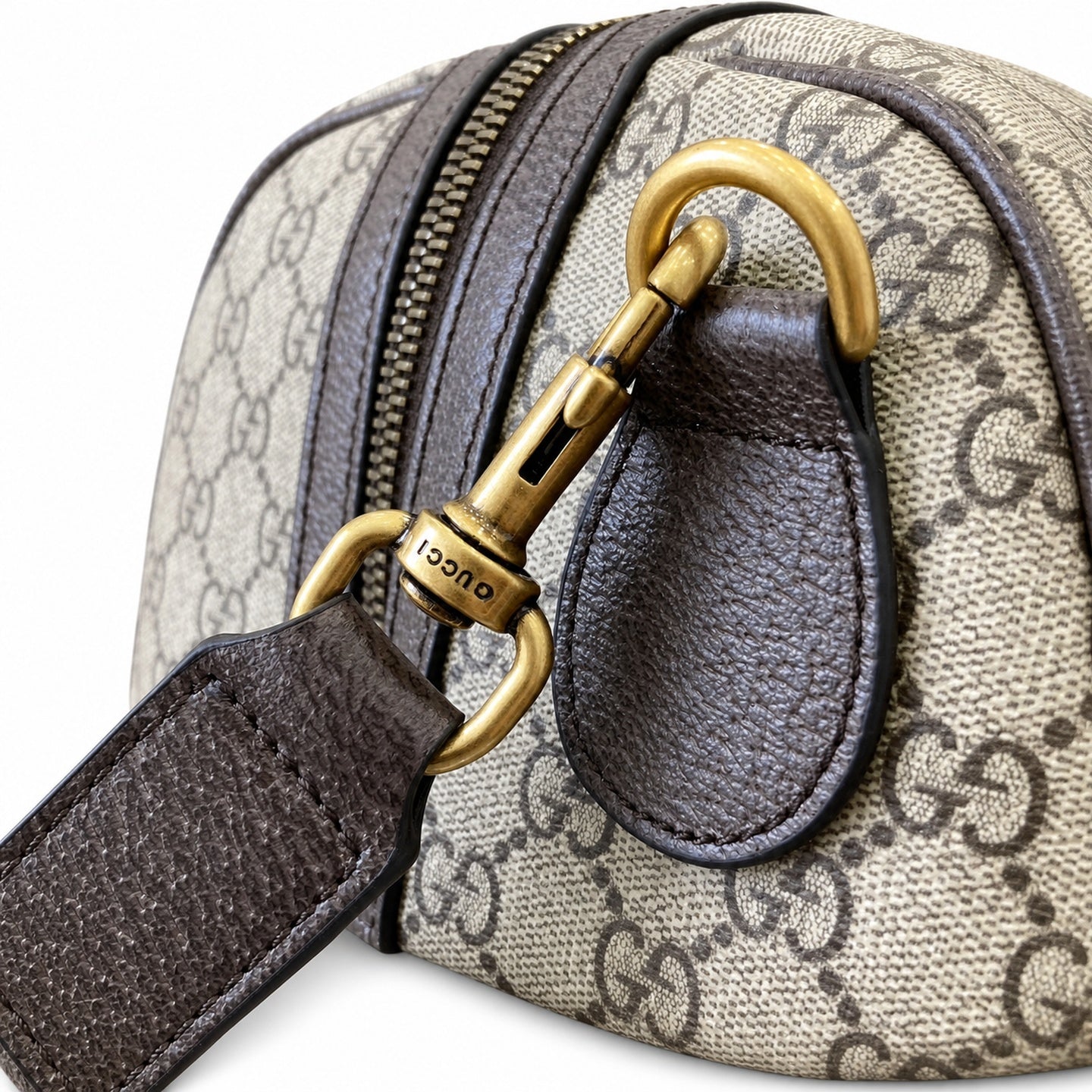 Gucci Cotton Leather Beige Brown Green Gold Bag