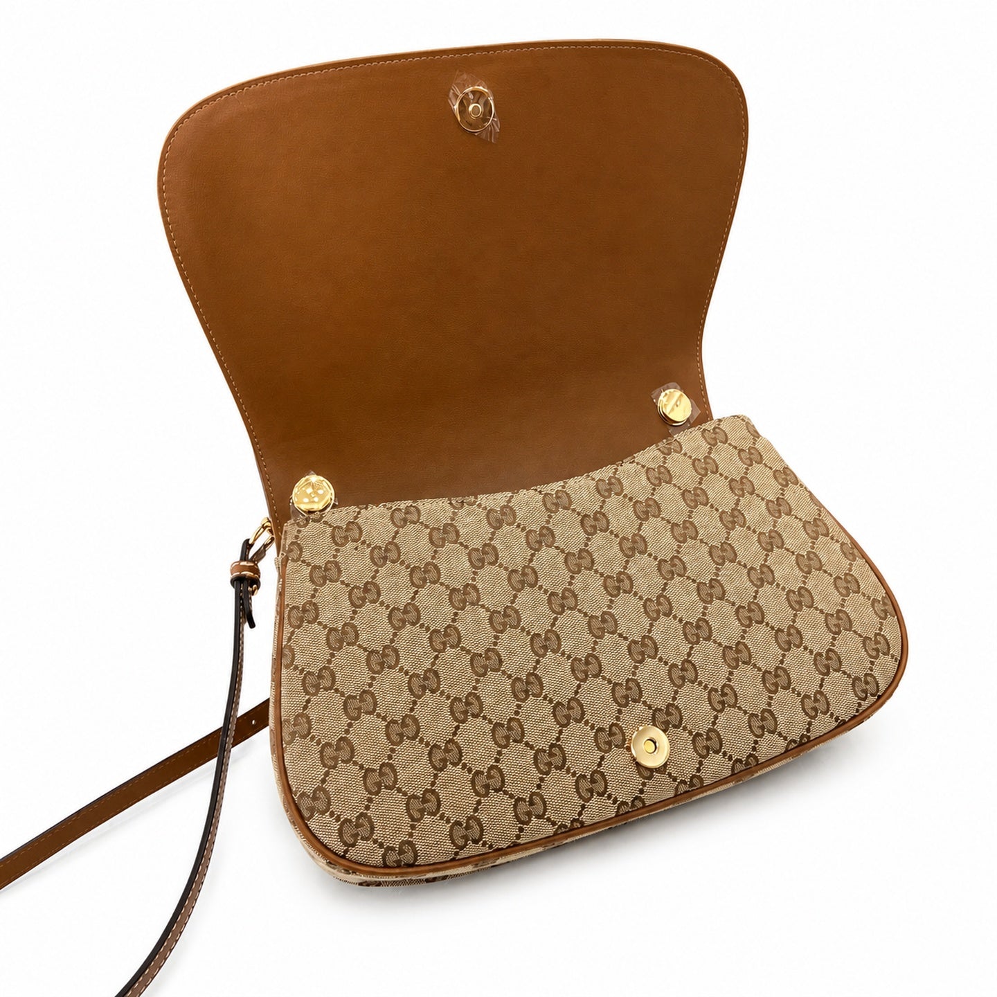 Gucci Blondie Medium Canvas Leather Beige Brown Green Handbag