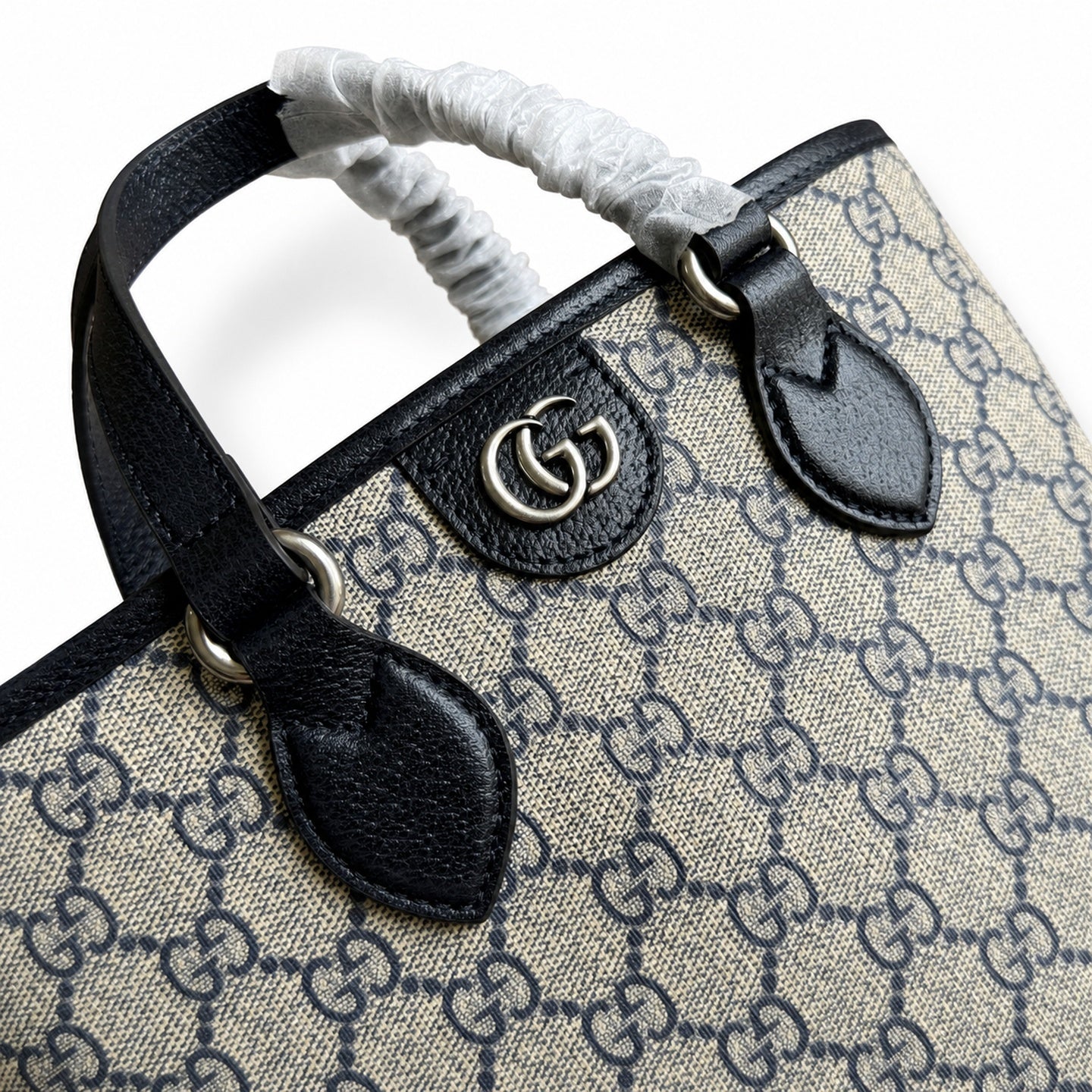 Gucci Supreme Mini Cotton Canvas Leather Black Crossbody Bag