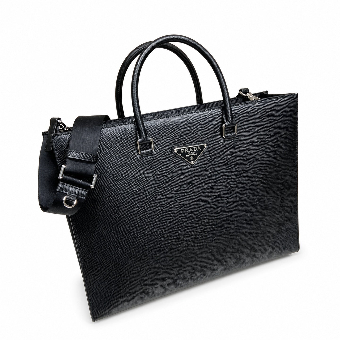 Prada Saffiano Nylon Leather Briefcase