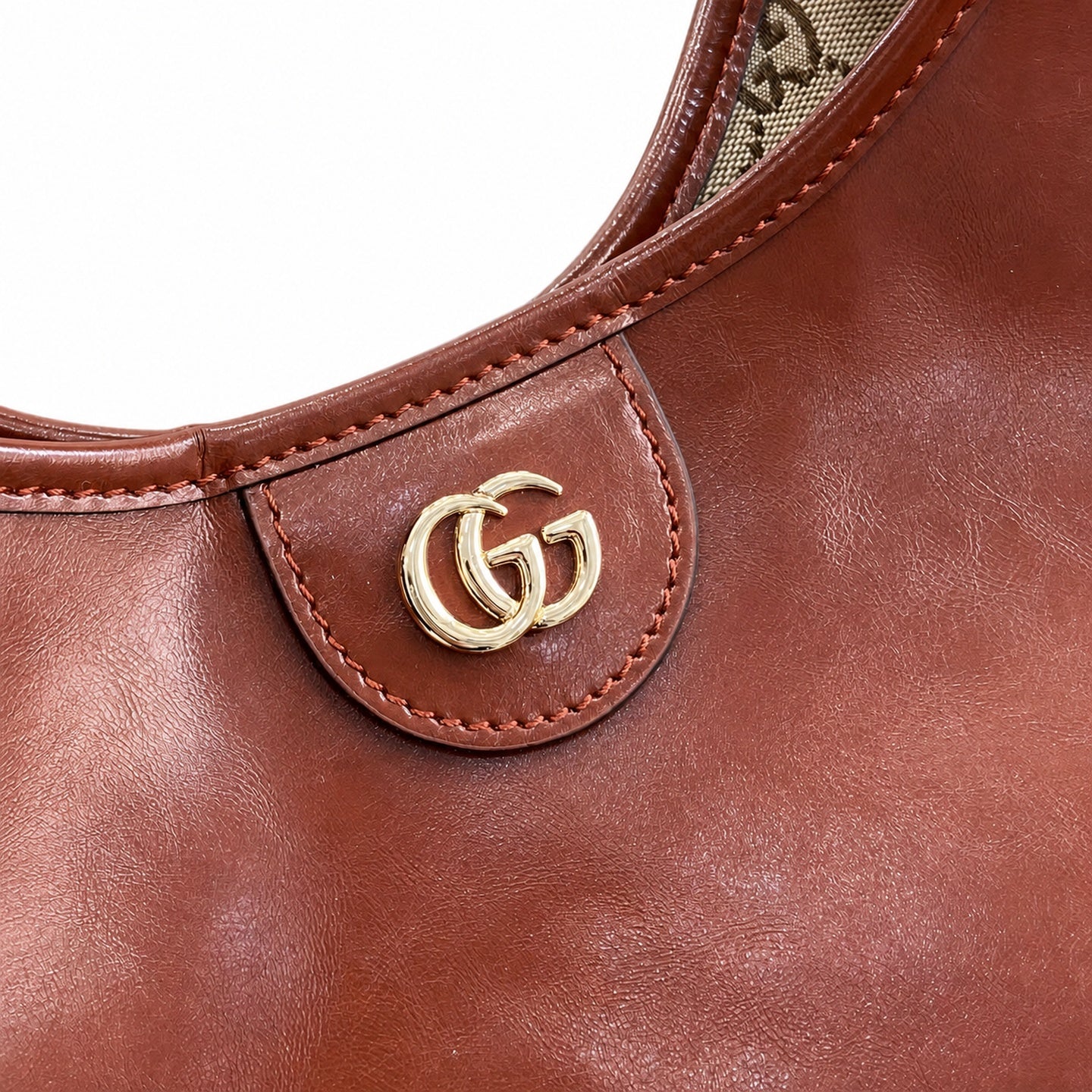 Gucci Giglio Canvas Leather Brown Gold Bag