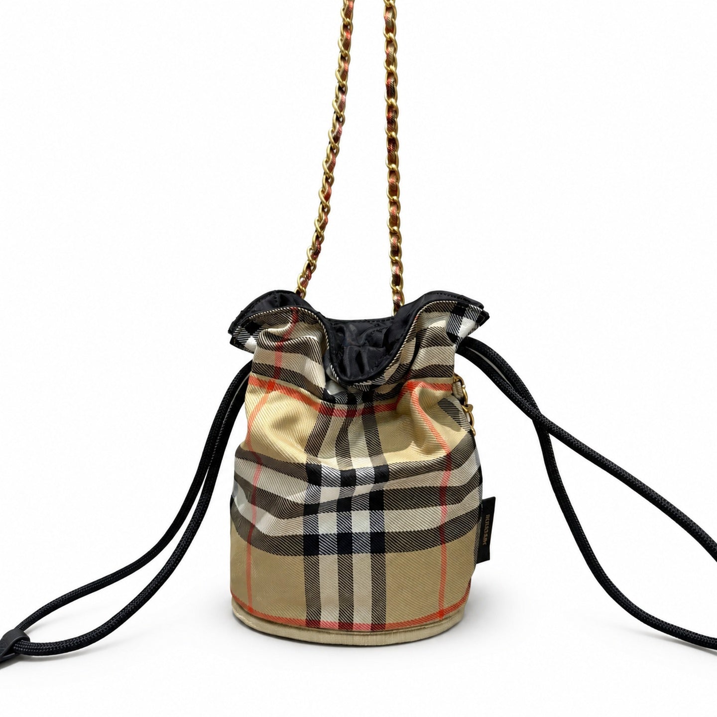 Burberry Horseshoe Quilted Nylon Leather Check Bag