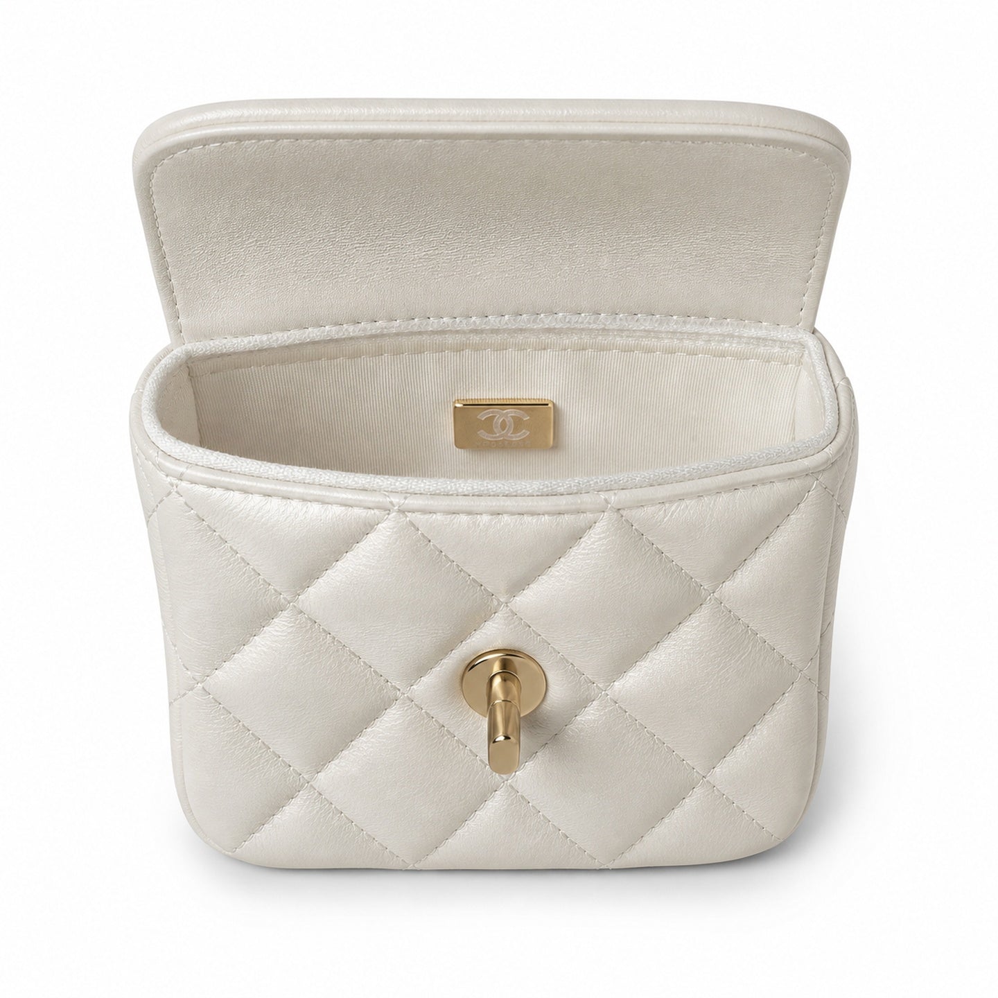 Chanel Leather White Pink Gold Handbag