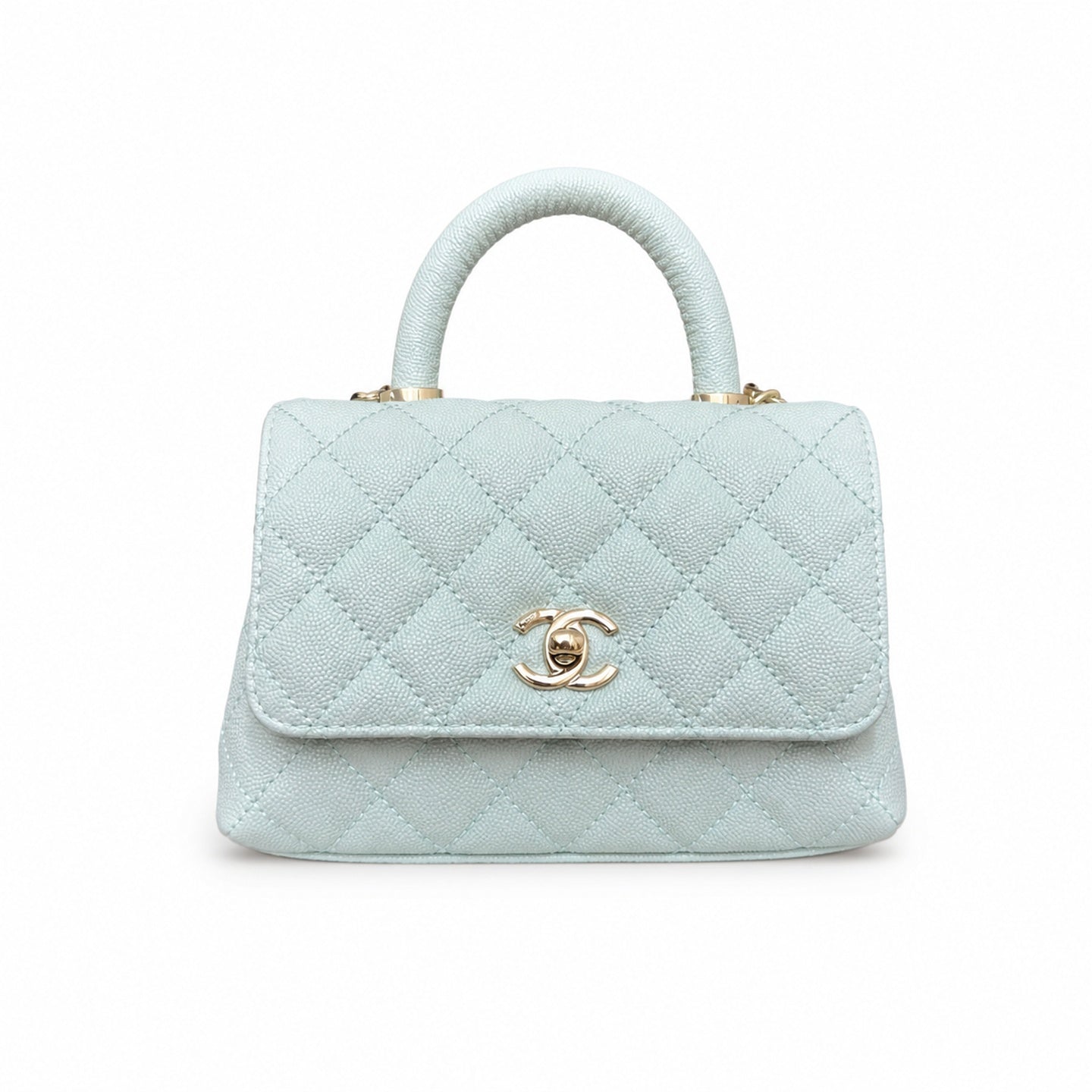 Chanel Coco Handle Mini Blue Gold Handbag