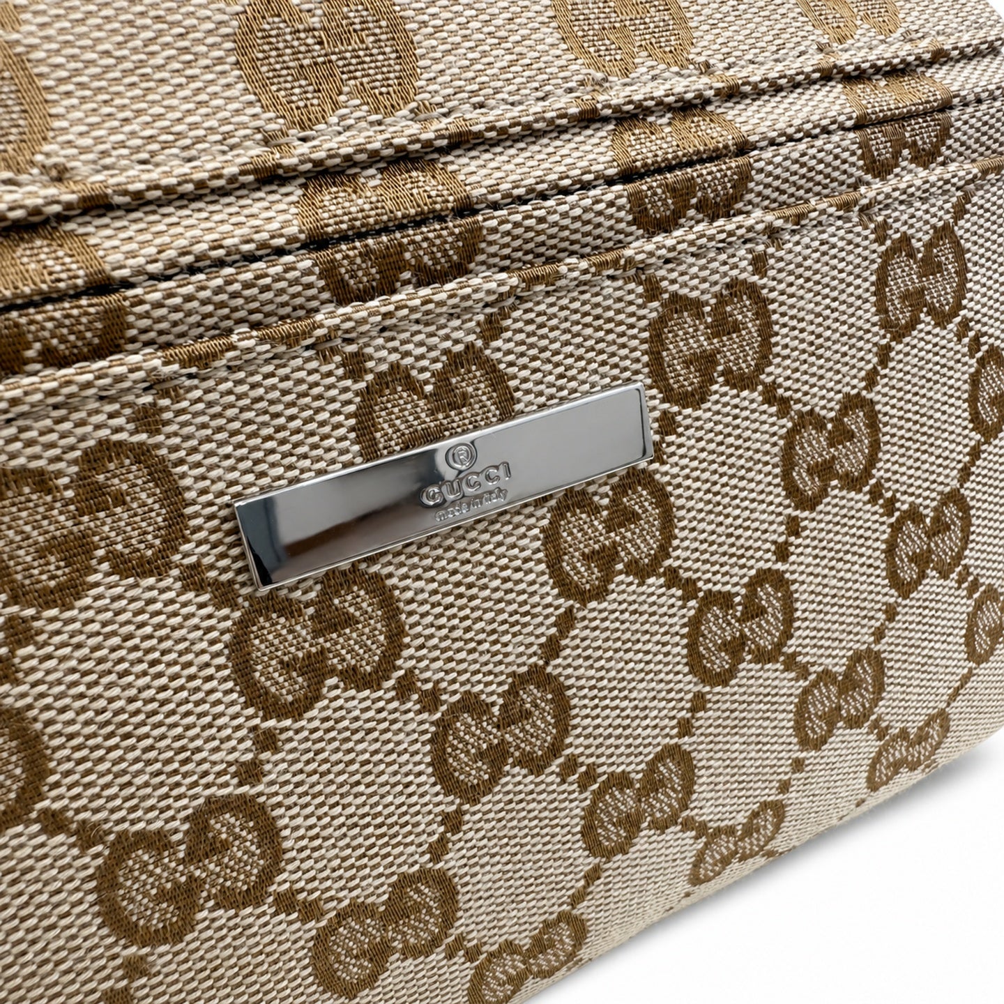 Gucci Canvas Leather Brown Red Green Silver Bag