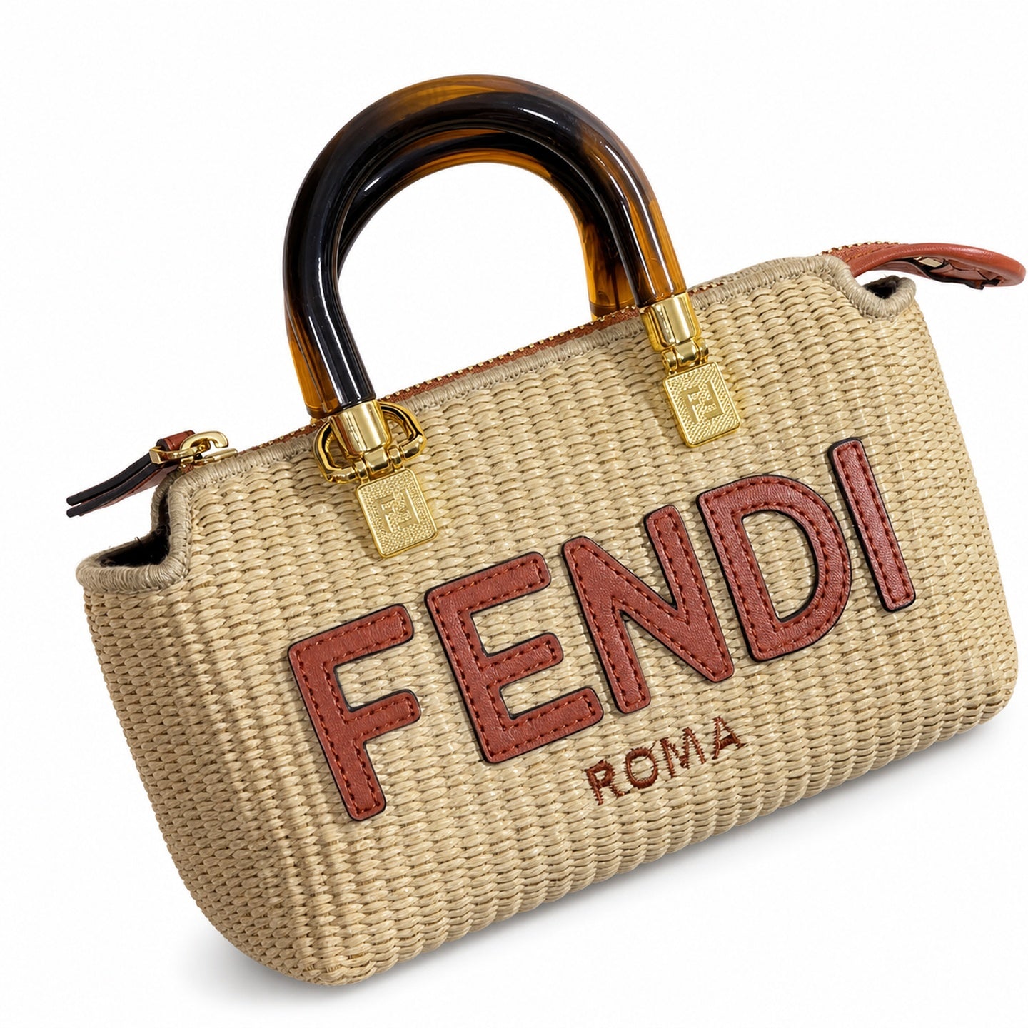 Fendi By The Way Mini Raffia Gold Bag