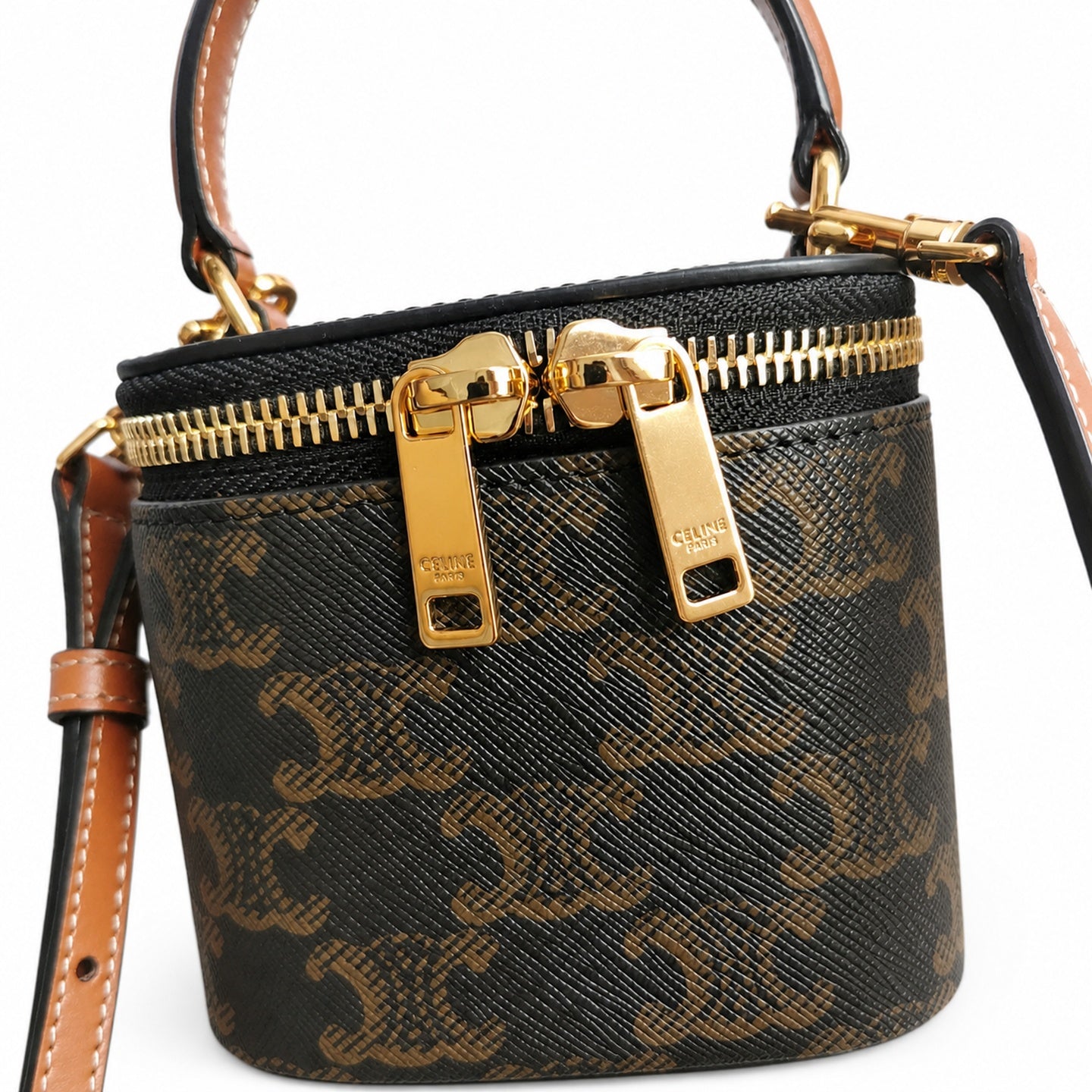 Celine Double Zip Small Brown Bag