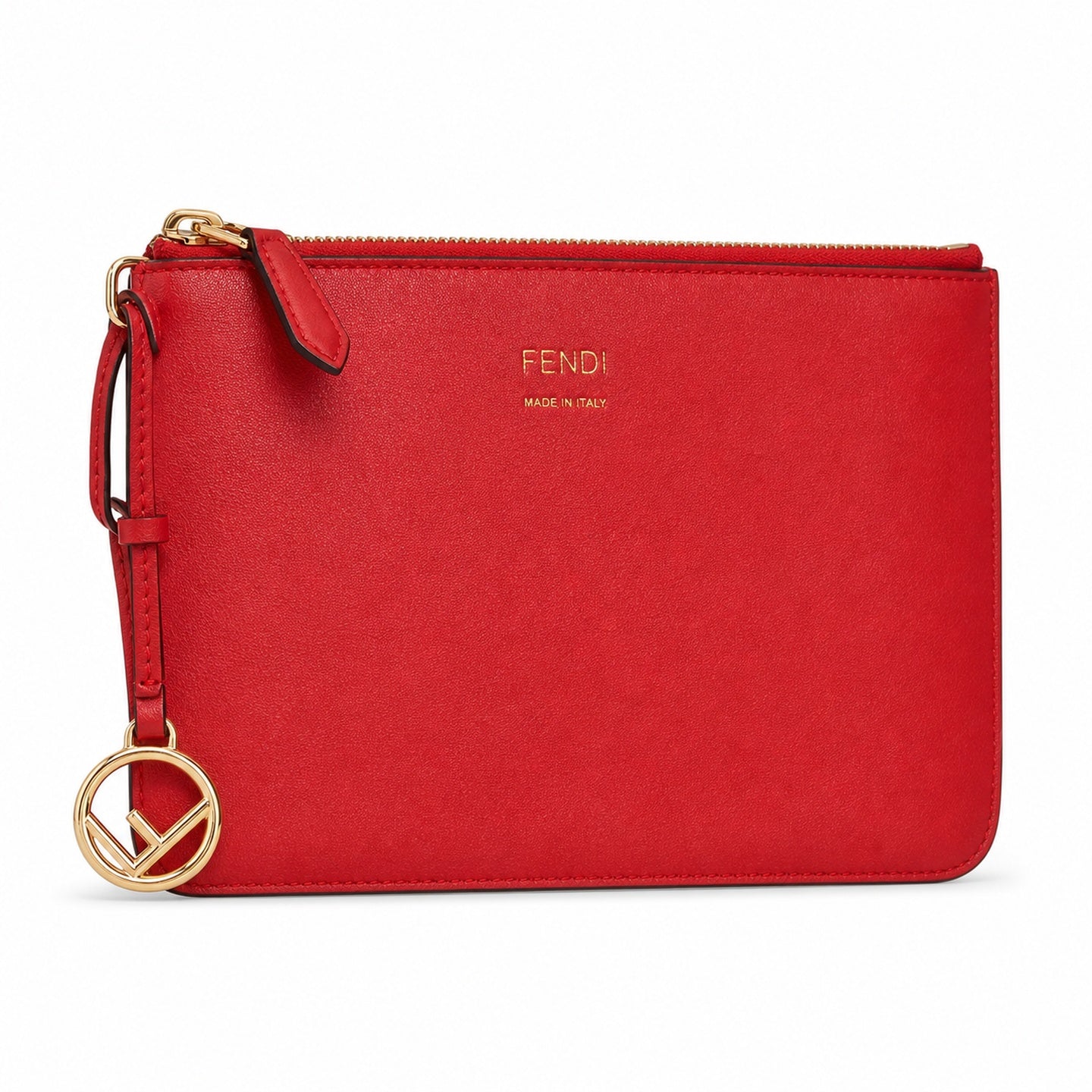 Fendi Sunshine Medium Embroidered Leather Red Orange Gold Tote Bag