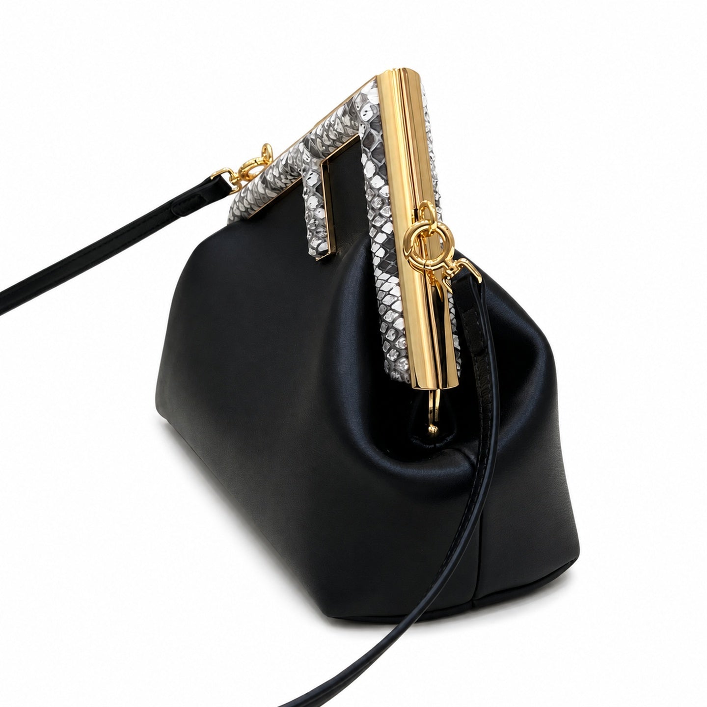 Fendi First Snakeskin Leather Black Bag
