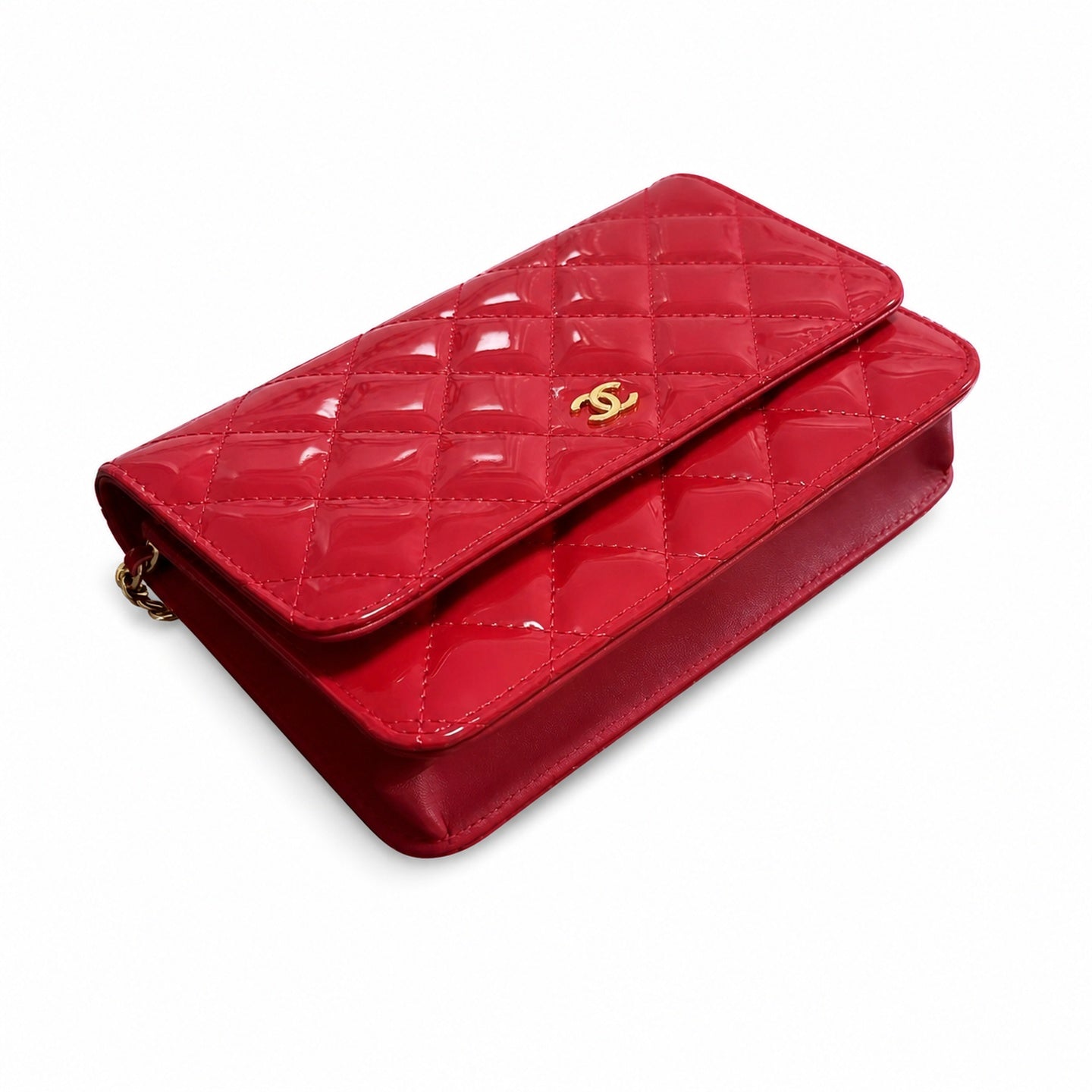 Chanel Small Patent Leather Gold Silver Bag
