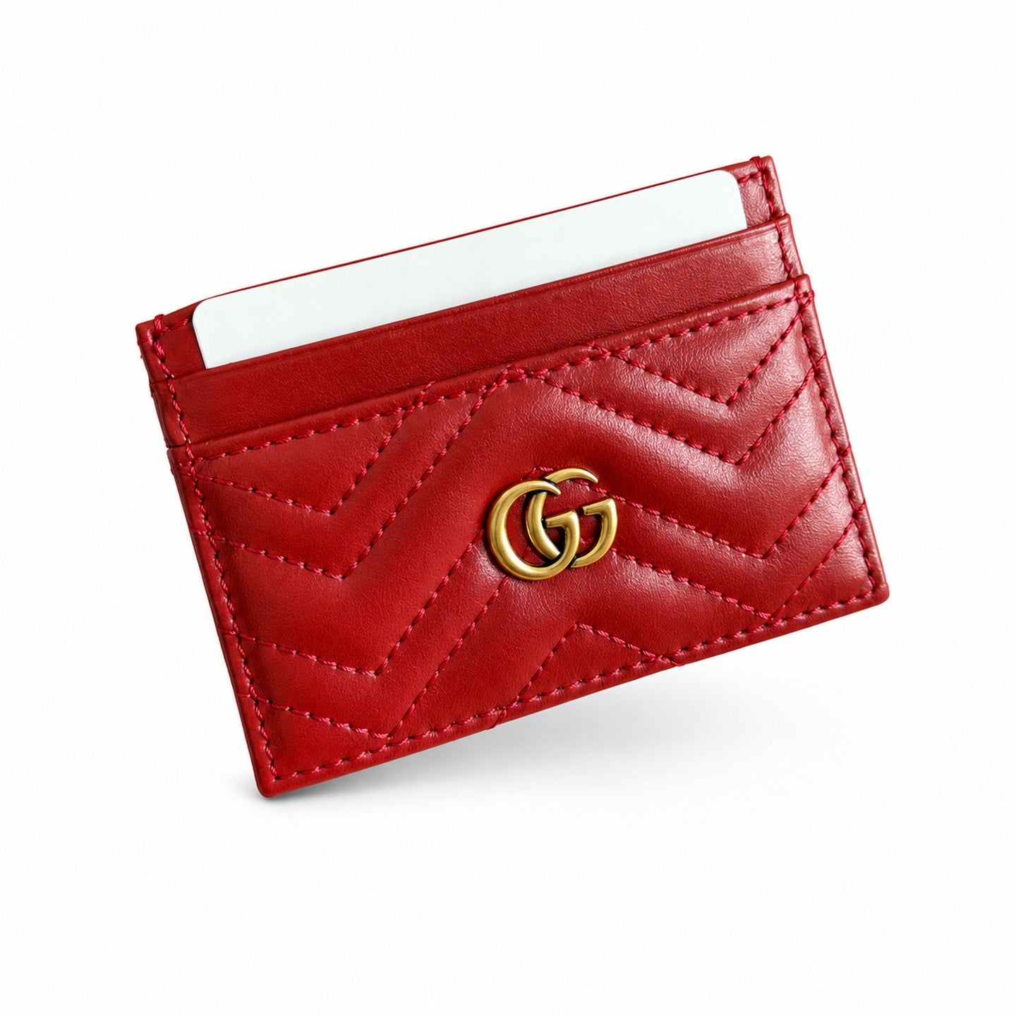 Gucci GG Marmont Small Quilted Matelasse Leather Beige Red Handbag