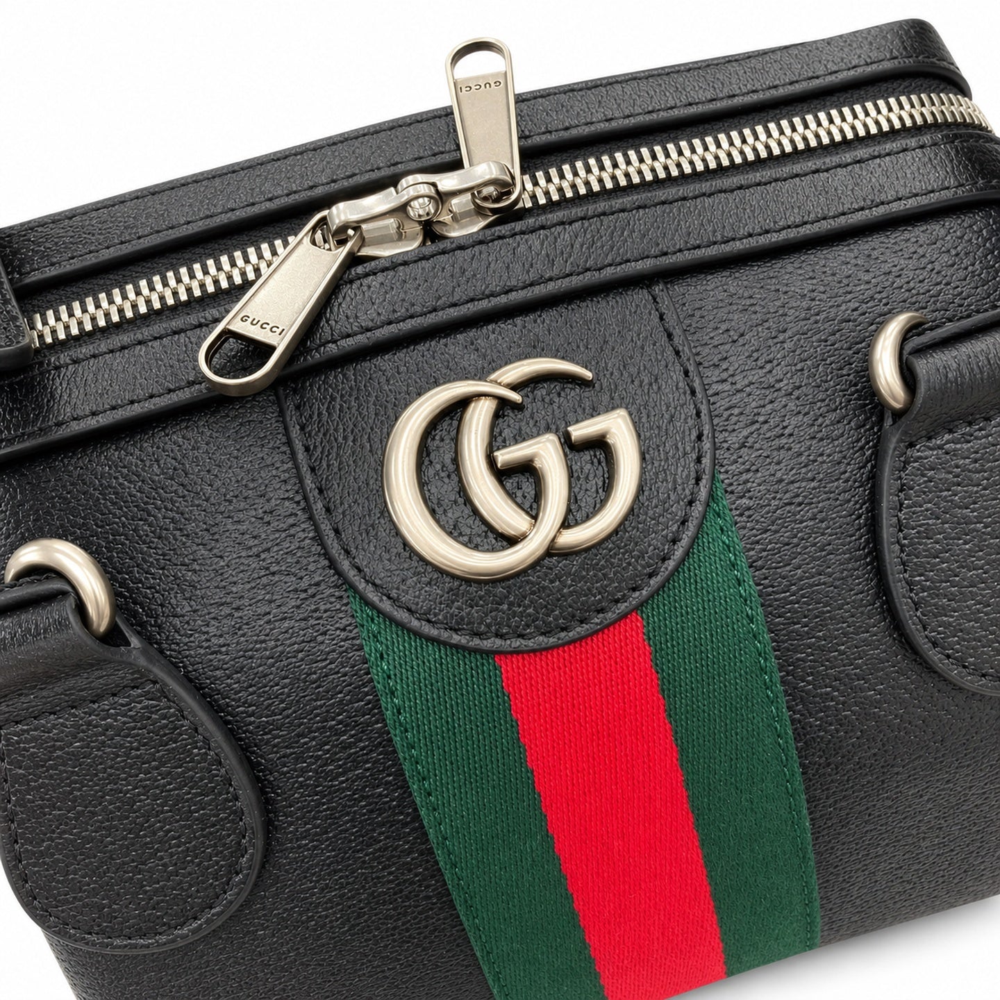 Gucci Cotton Leather Black Green Bag
