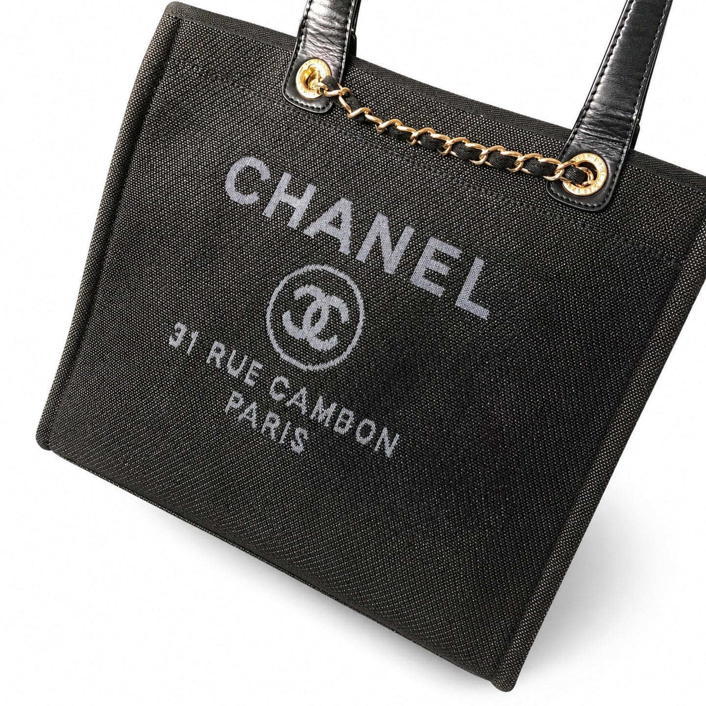 Chanel Deauville Large Embroidered Denim Canvas Bag