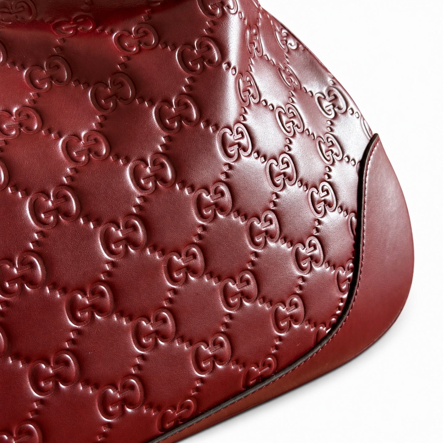 Gucci Suede Leather Brown Gold Burgundy Bag