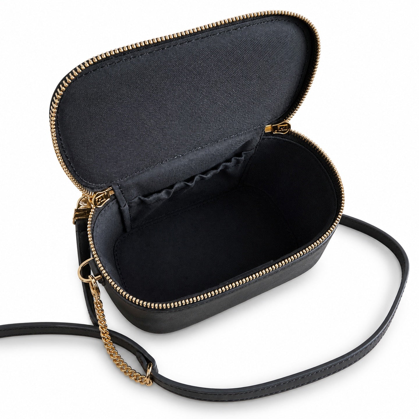 Fendi Mini Jacquard Leather Brown Gold Vanity Bag