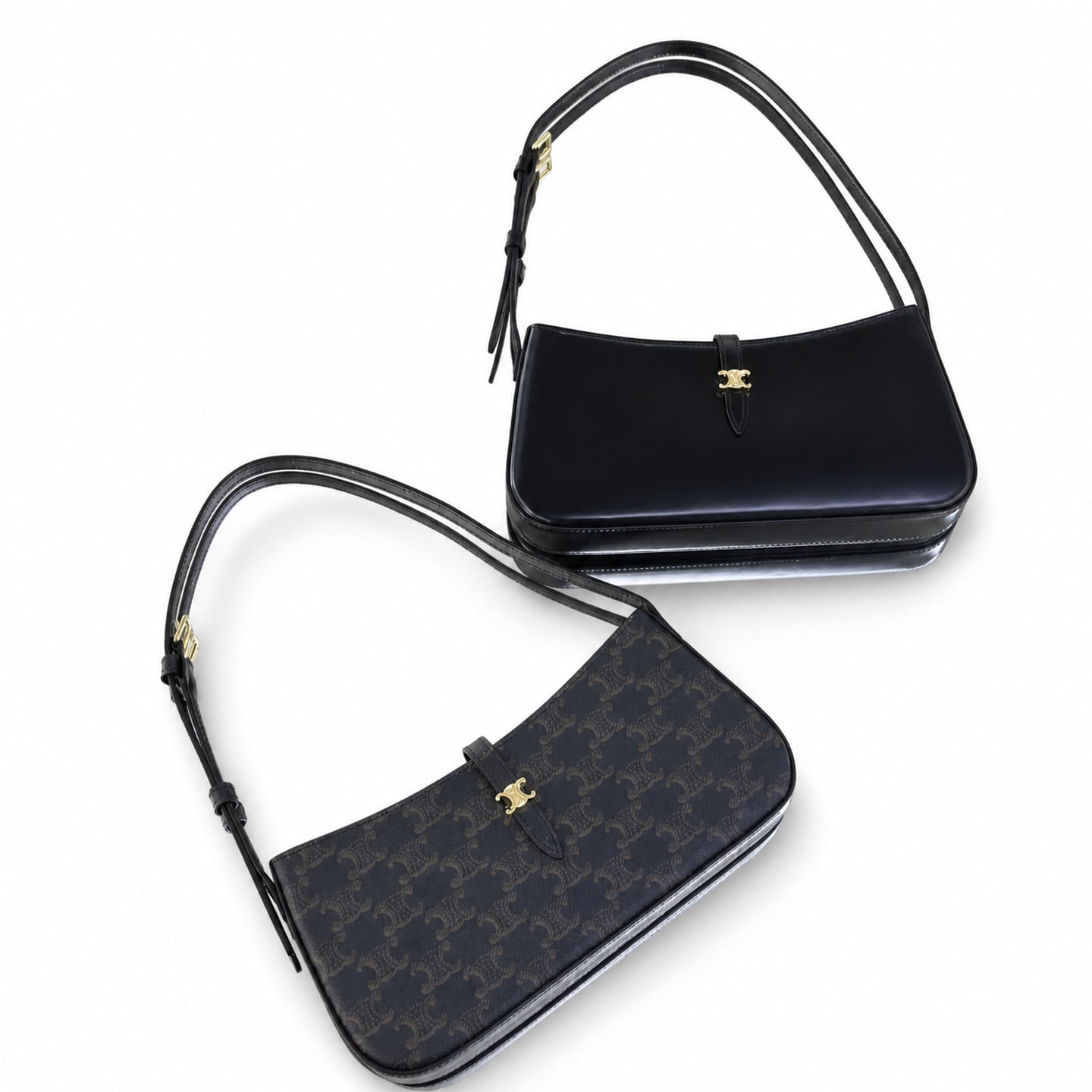 Celine Leather Black Gold Bag