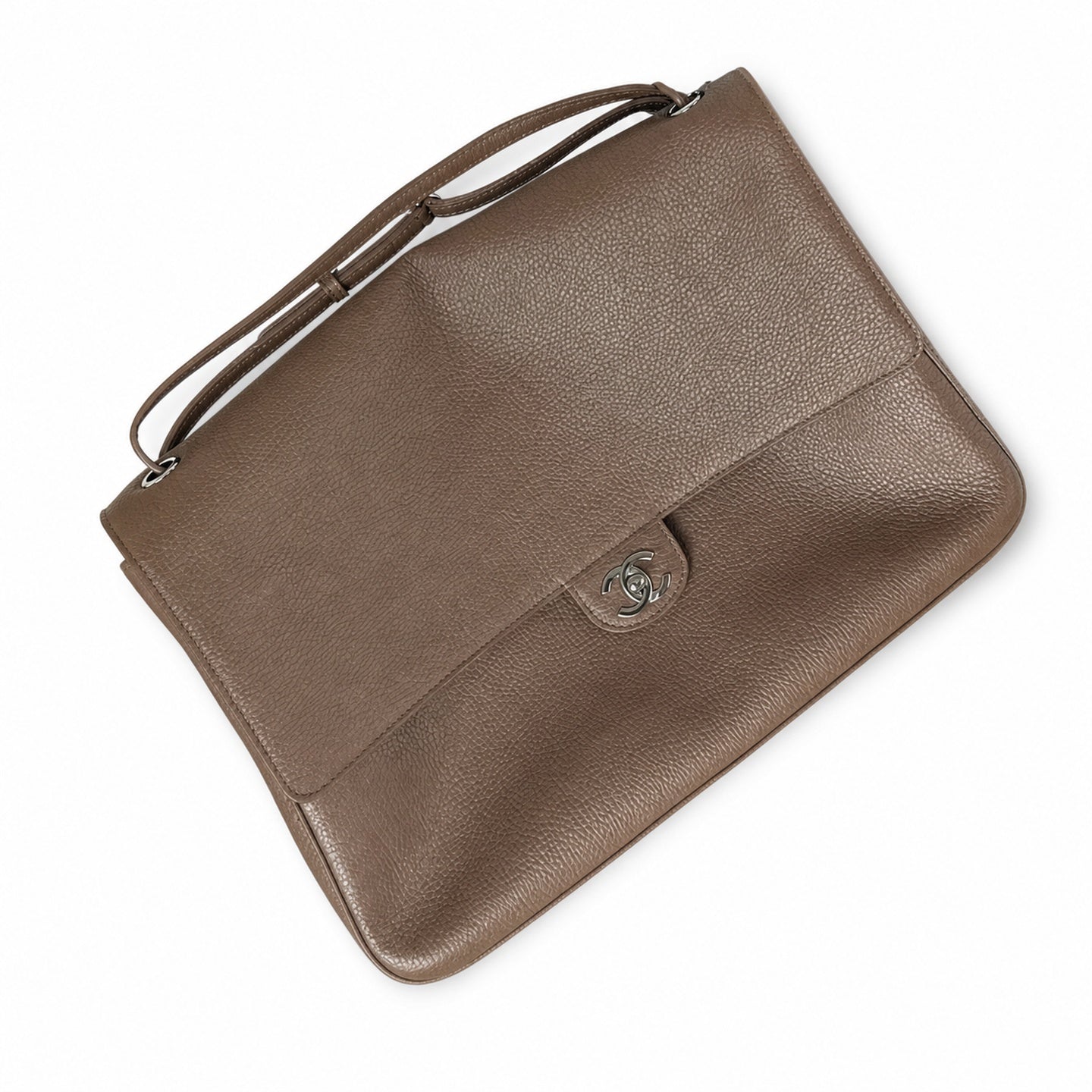 Chanel Large Leather Gray Silver Bag