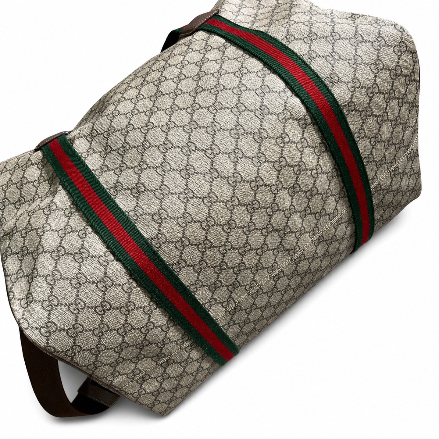 Gucci Supreme Large Canvas Leather Beige Brown Red Green Bag