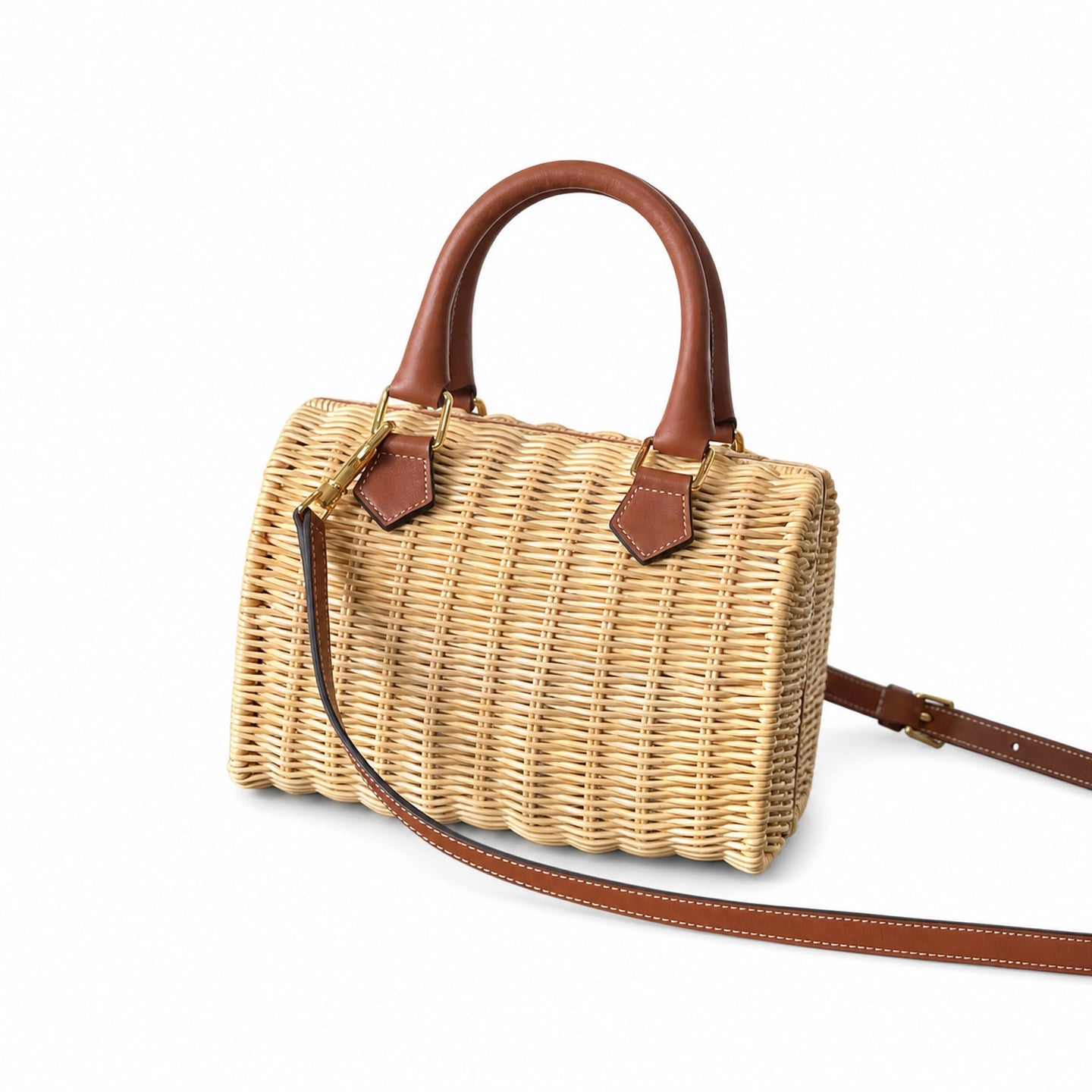 Celine Boston Leather Brown Gold Handbag
