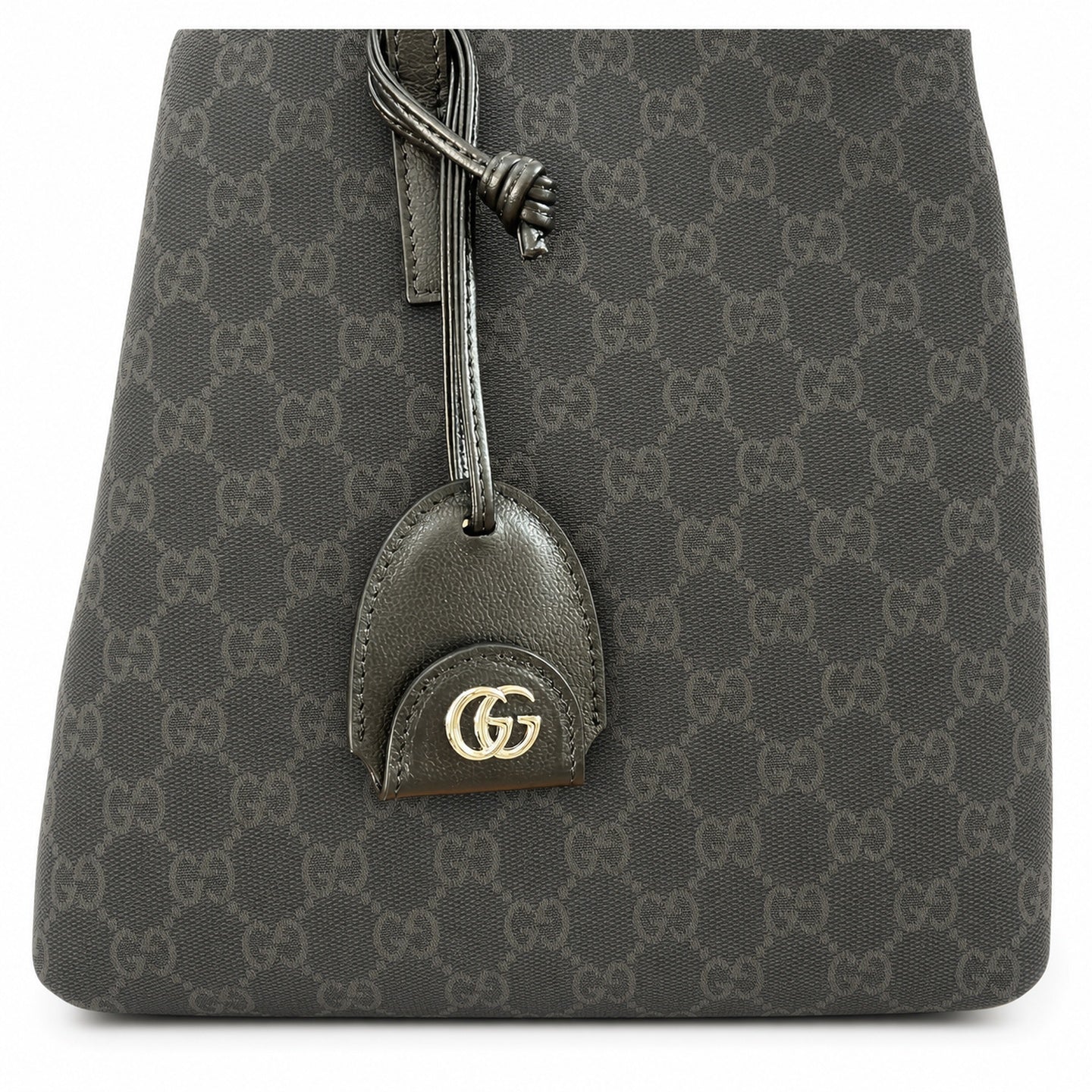 Gucci Canvas Leather Black Brown Gold Bag