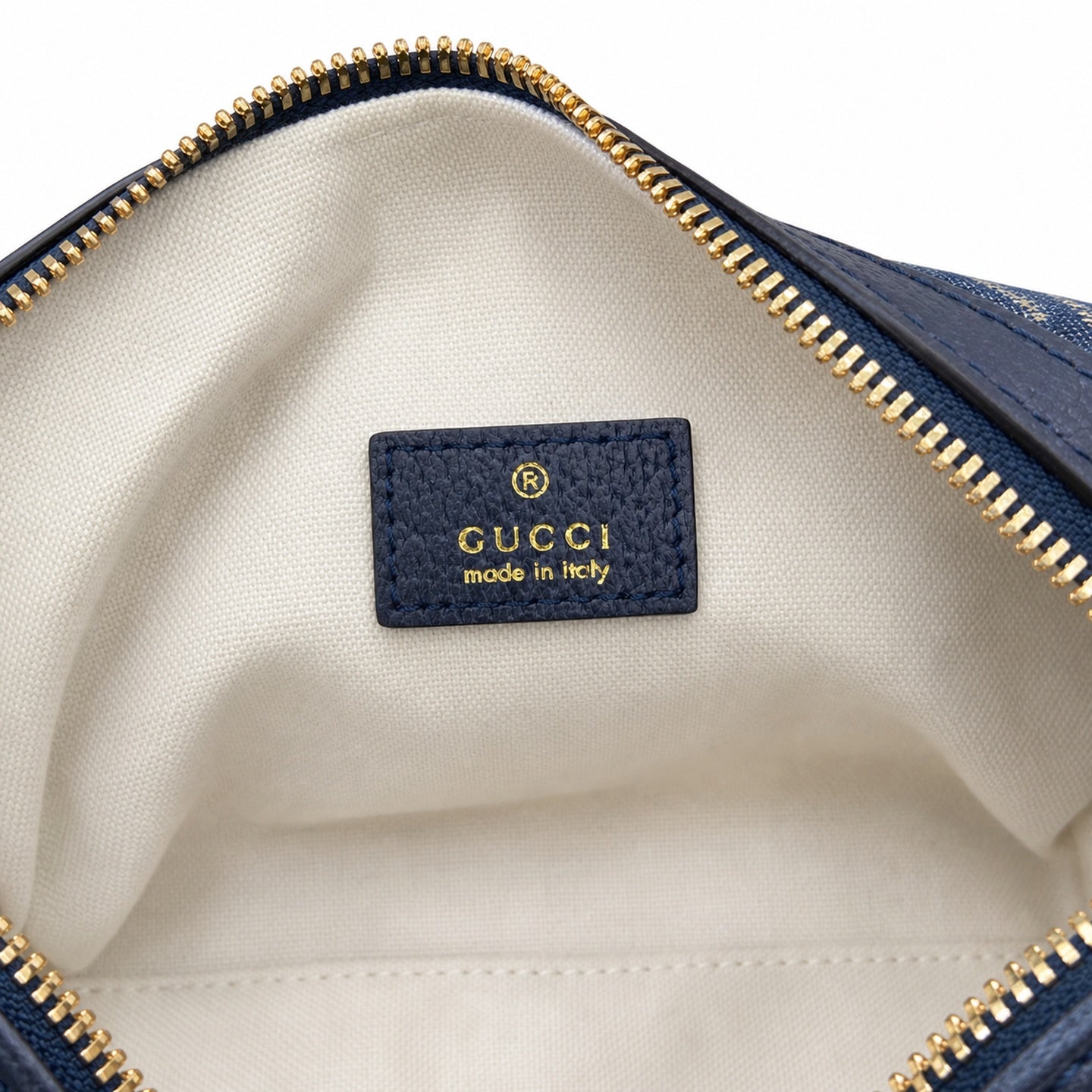 Gucci Mini Cotton Denim Leather Brown Blue Gold Handbag
