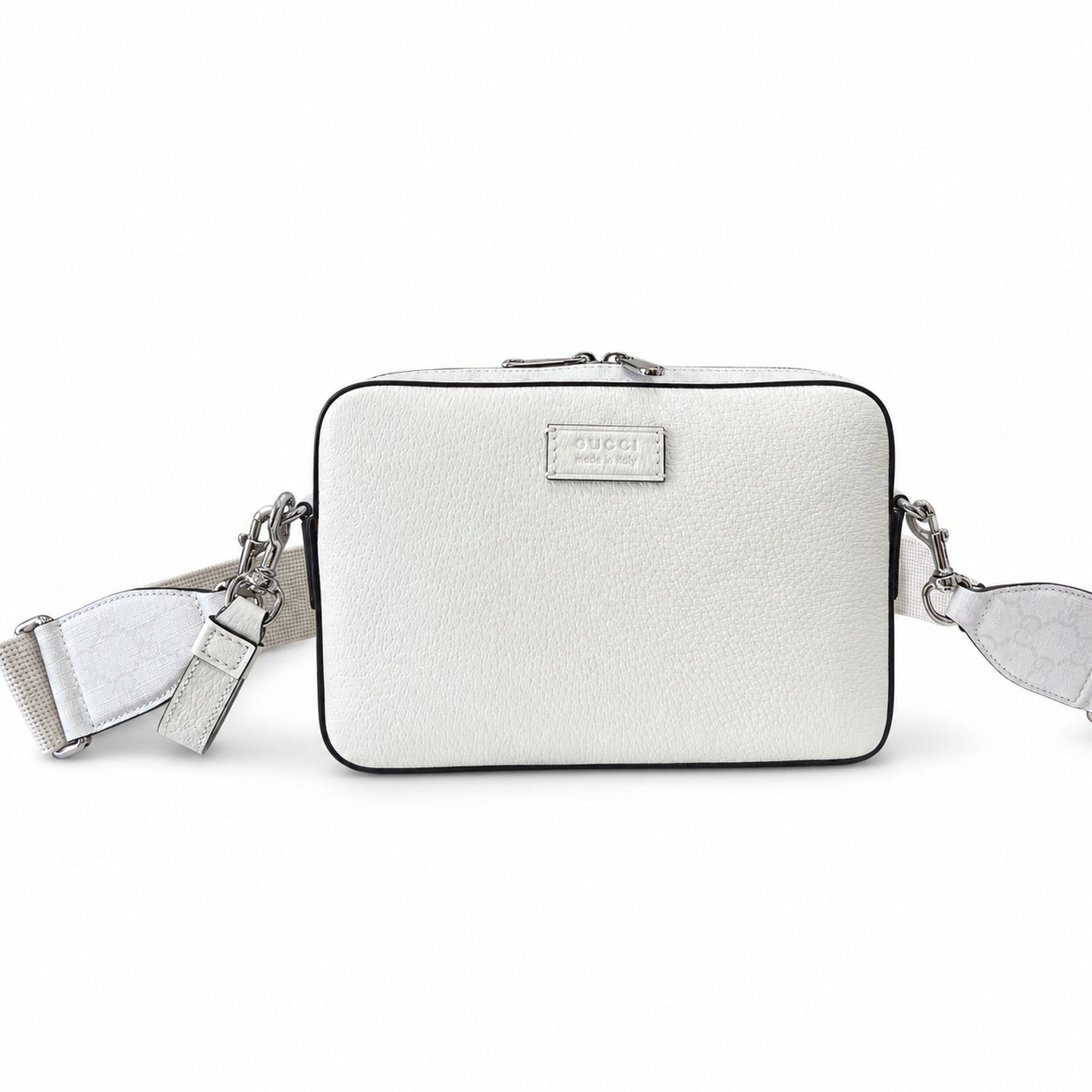 Gucci Supreme Mini Cotton Canvas Leather White Green Handbag