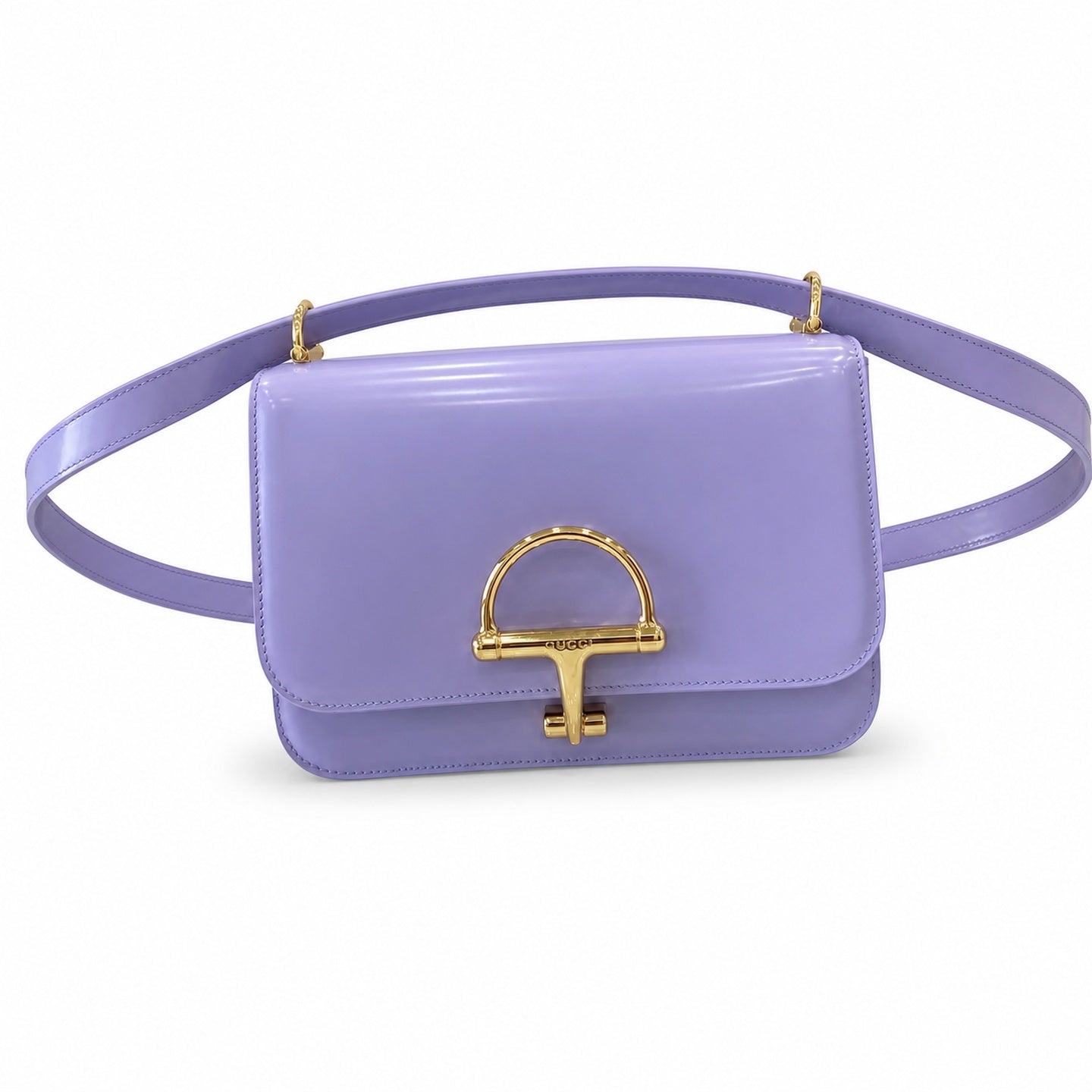 Gucci Horsebit Small Leather Purple Gold Shoulder Bag