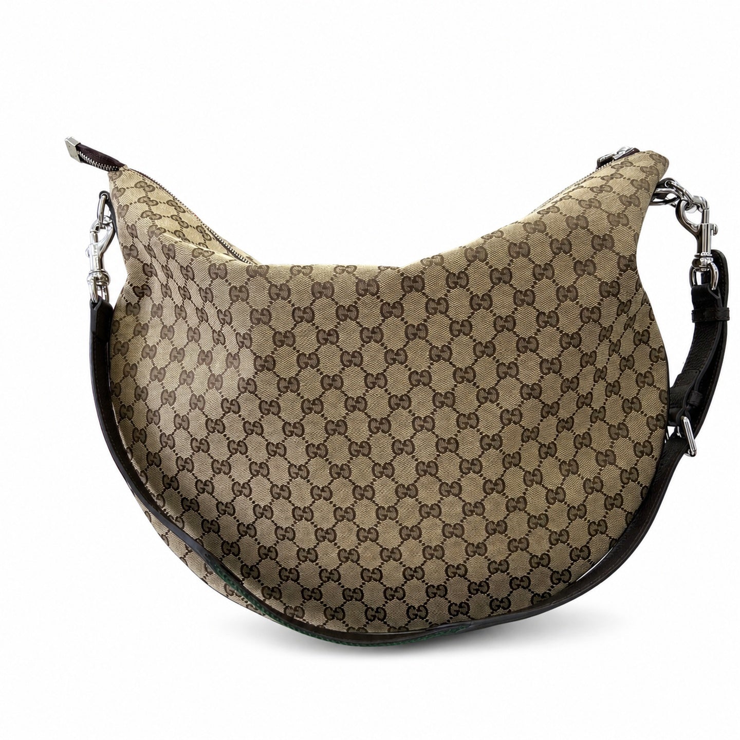 Gucci Small Cotton Canvas Leather Beige Brown Shoulder Bag