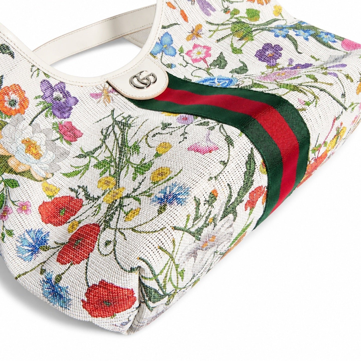 Gucci Giglio Canvas Leather White Clutch