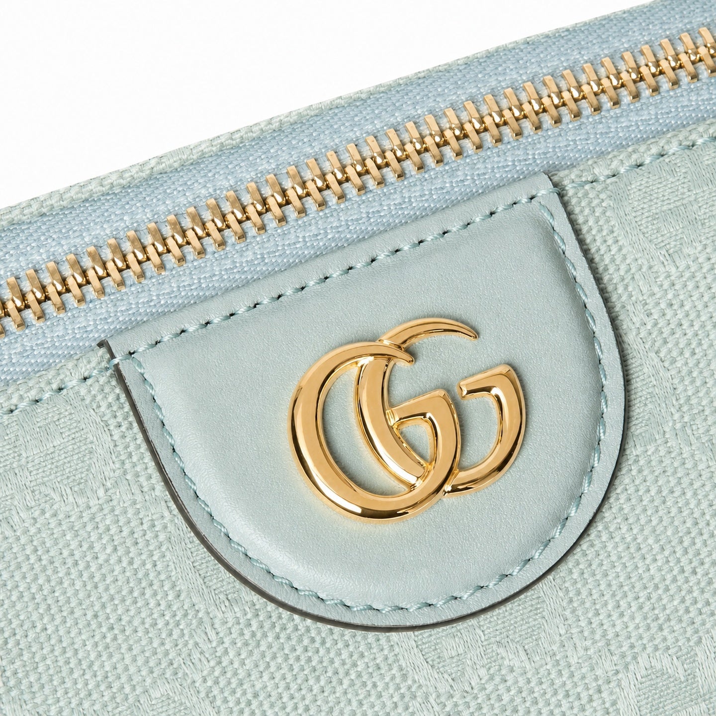 Gucci Cotton Canvas Leather Blue Gold Bag