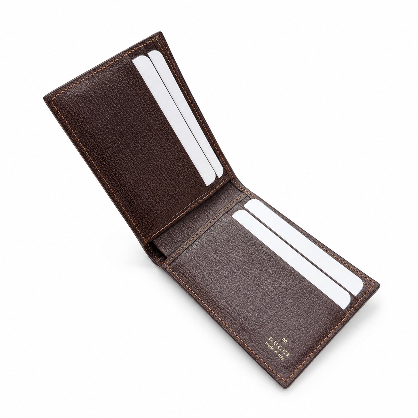 Gucci Canvas Leather Brown Gold Silver Wallet