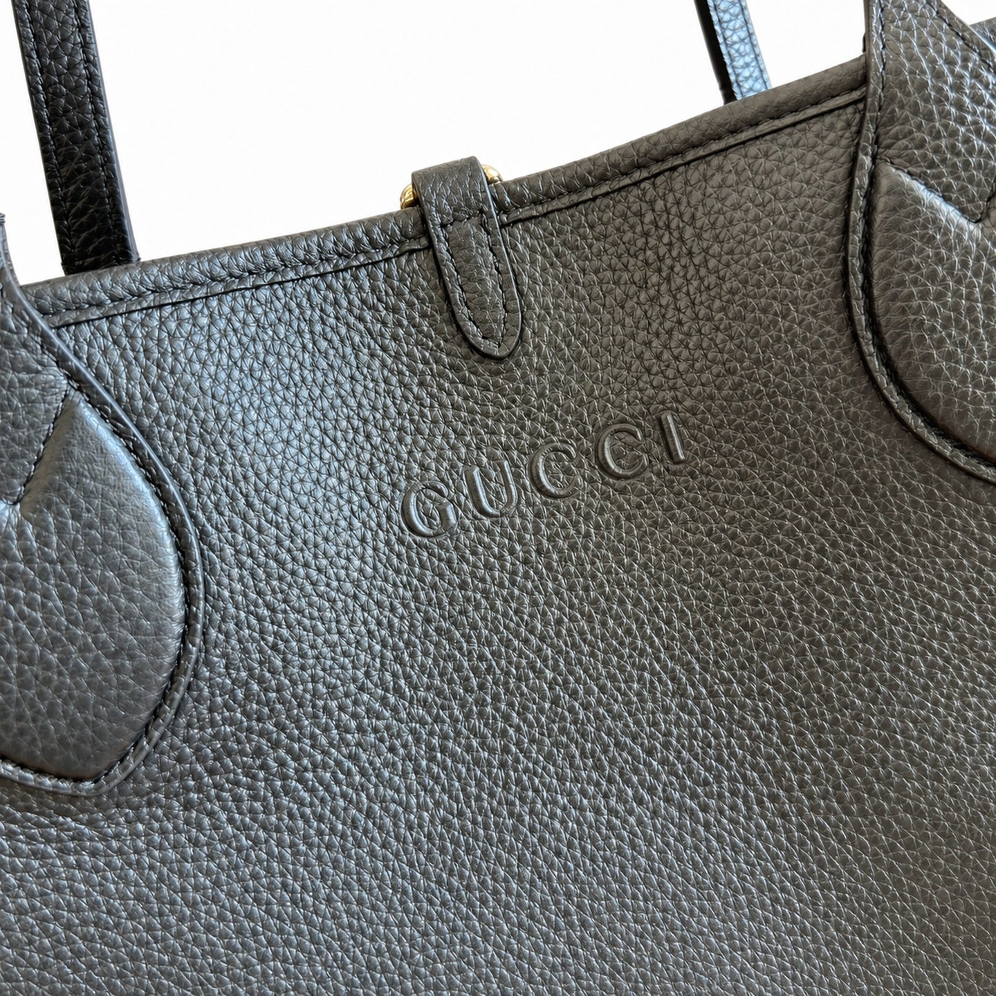 Gucci Reversible Canvas Leather Beige Brown Gold Tote Bag