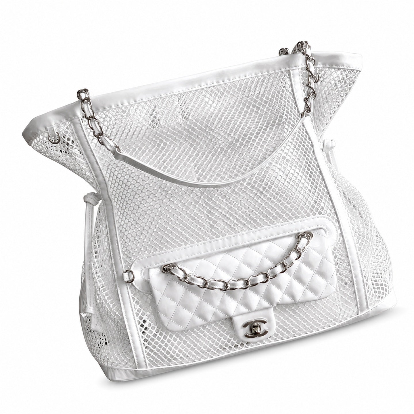 Chanel Large Patent Leather White Bag