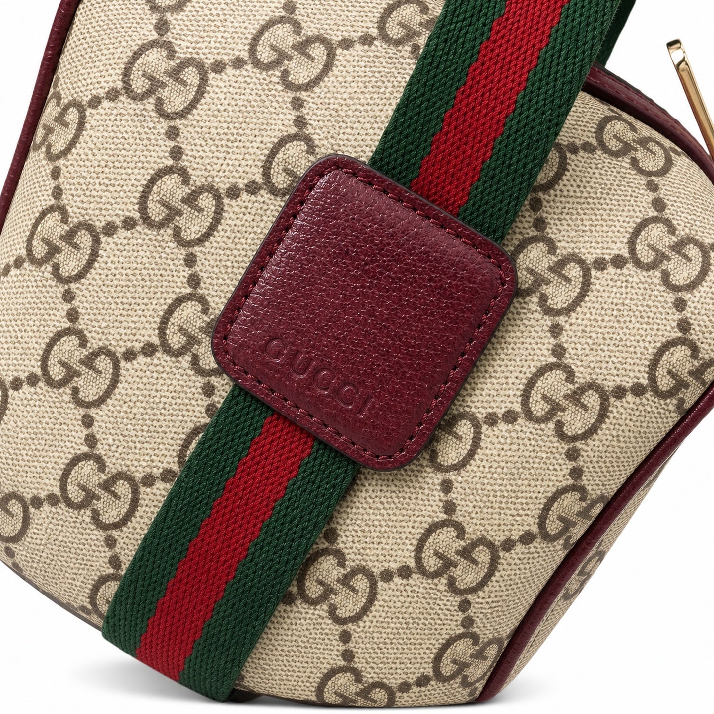Gucci Mini Cotton Canvas Leather Beige Brown Red Green Gold Bag