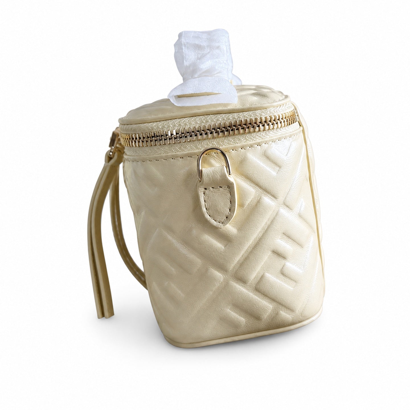 Fendi Mini Leather Yellow Gold Vanity Bag