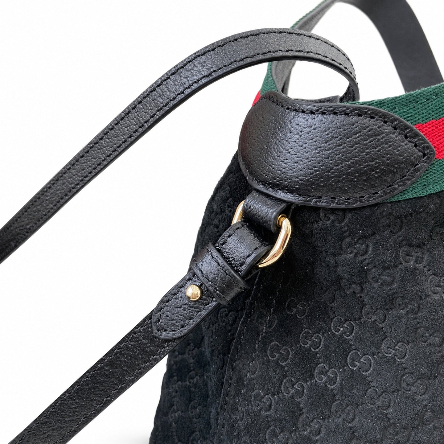 Gucci Giglio Small Cotton Suede Canvas Velvet Leather Black Red Green Gold Tote Bag