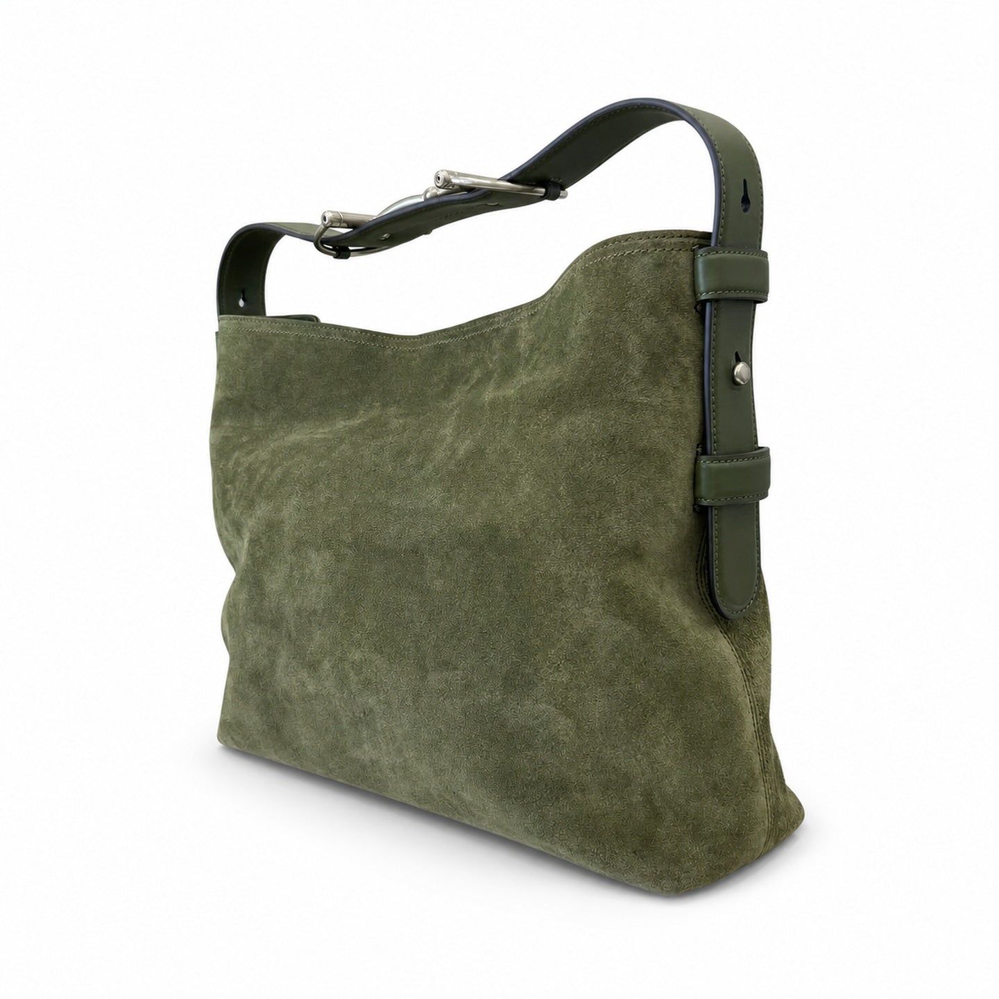 Gucci Horsebit Cotton Suede Leather Green Gold Handbag