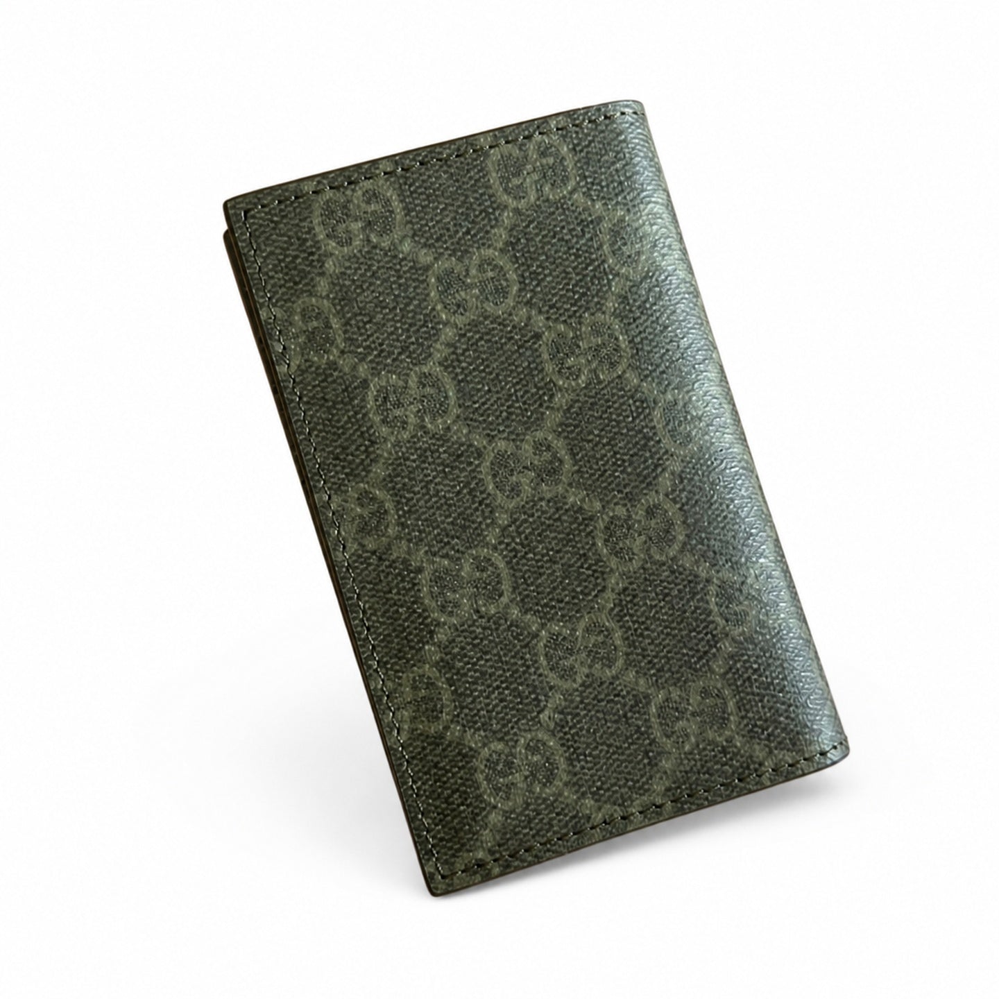 Gucci Supreme Canvas Leather Black Beige Green Card Holder