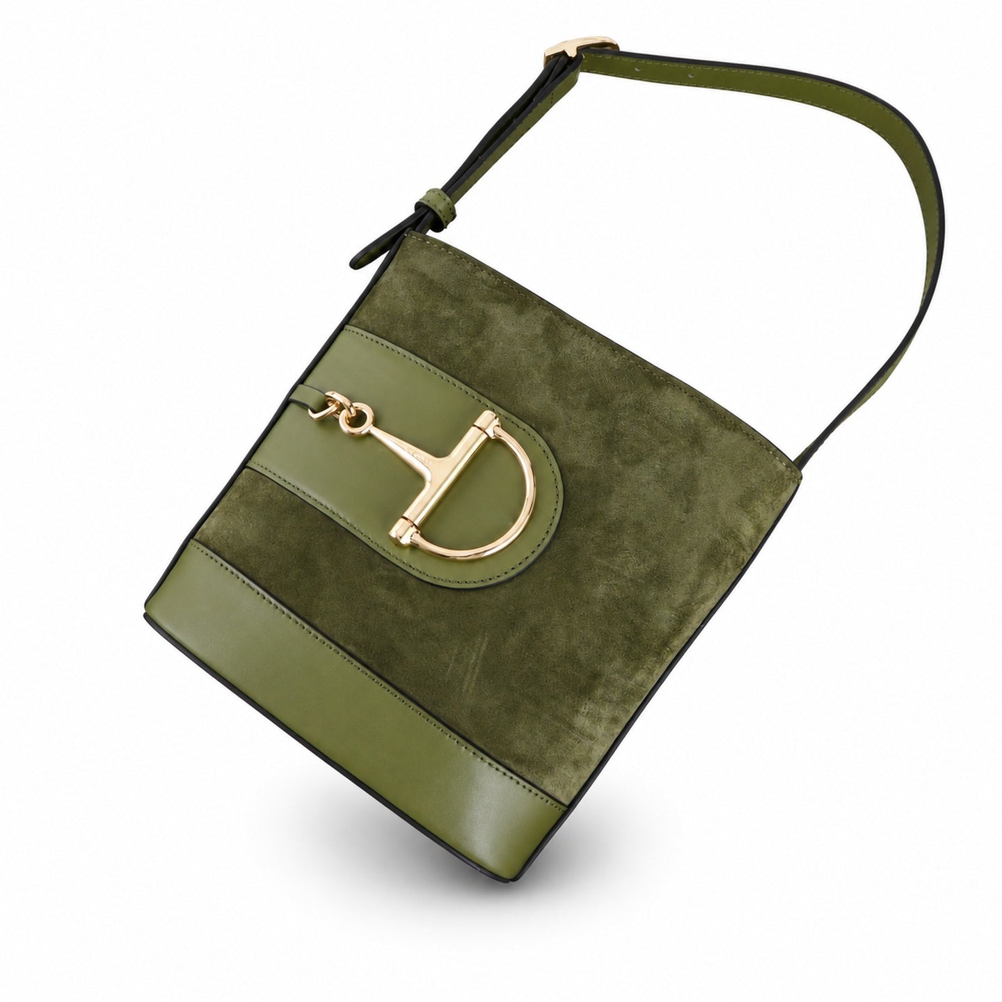Gucci 73 Leather Green Bucket Bag