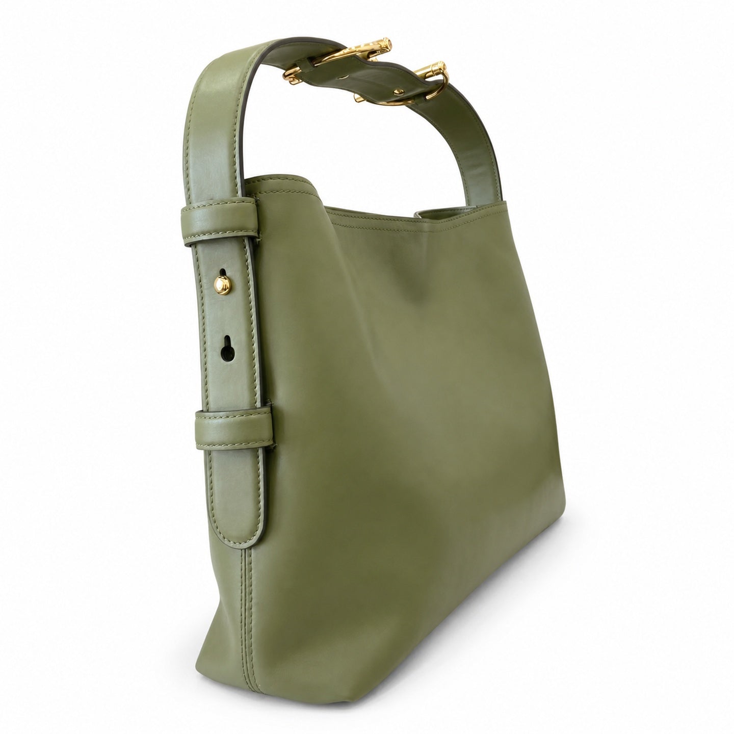 Gucci Horsebit Cotton Leather Green Gold Handbag
