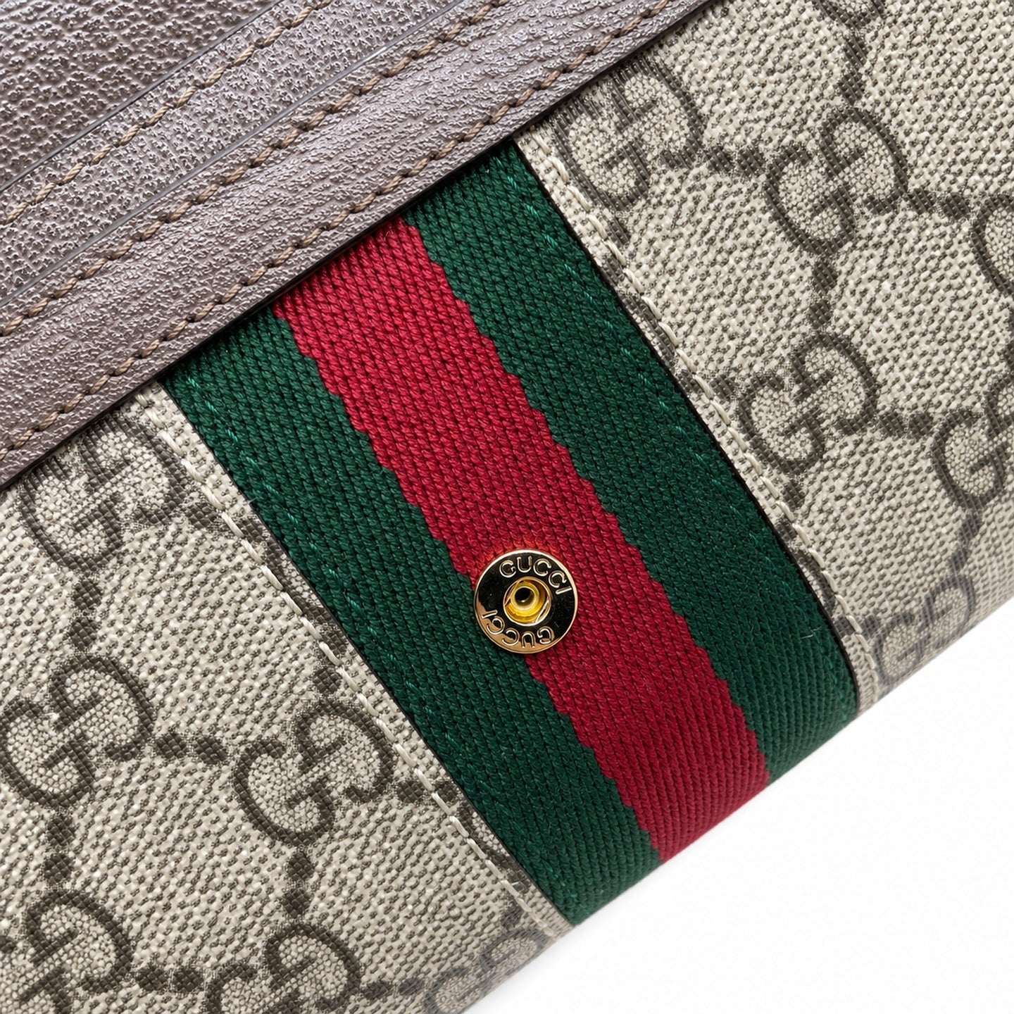 Gucci Ophidia Supreme Leather Beige Brown Red Green Gold Wallet