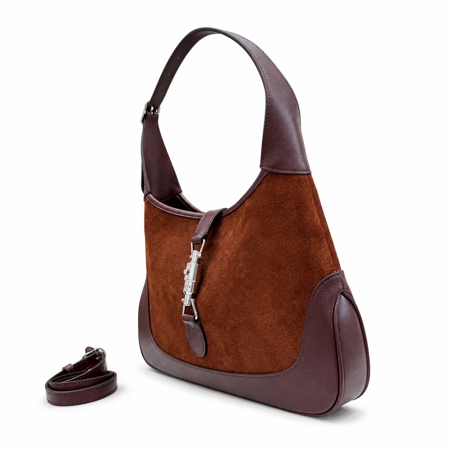 Gucci Leather Brown Silver Bag