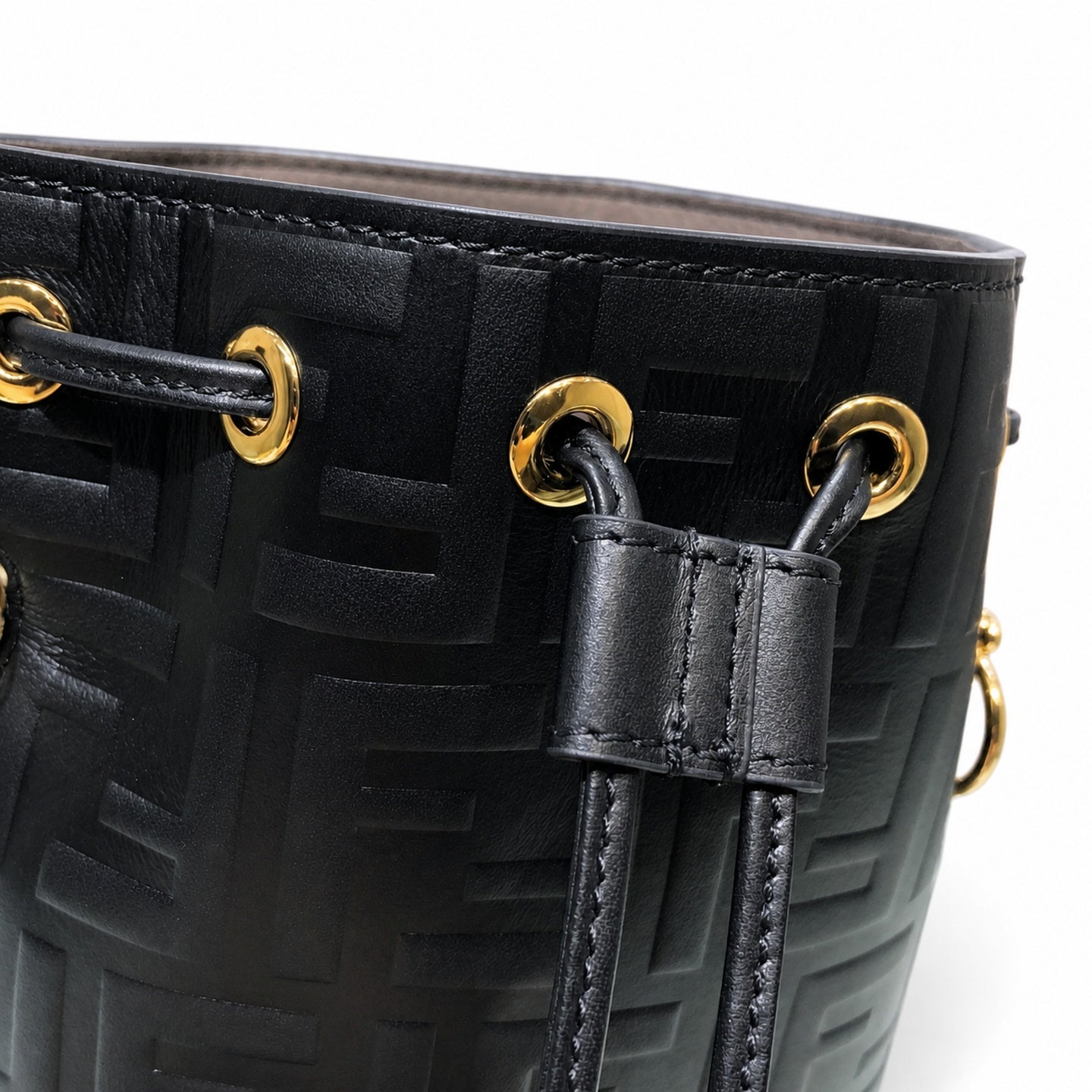 Fendi Mon Tresor Small Leather Black Gold Bucket Bag