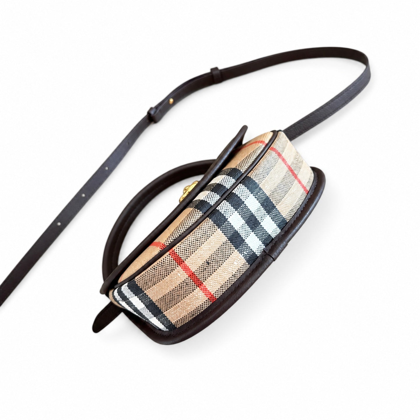 Burberry Highlands Mini Cotton Jacquard Leather Bag