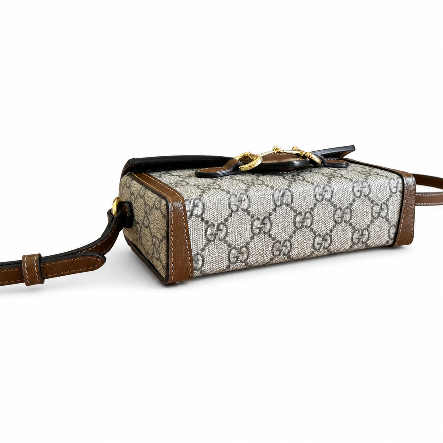 Gucci Horsebit 1955 Mini Cotton Canvas Leather Black Beige Brown Handbag