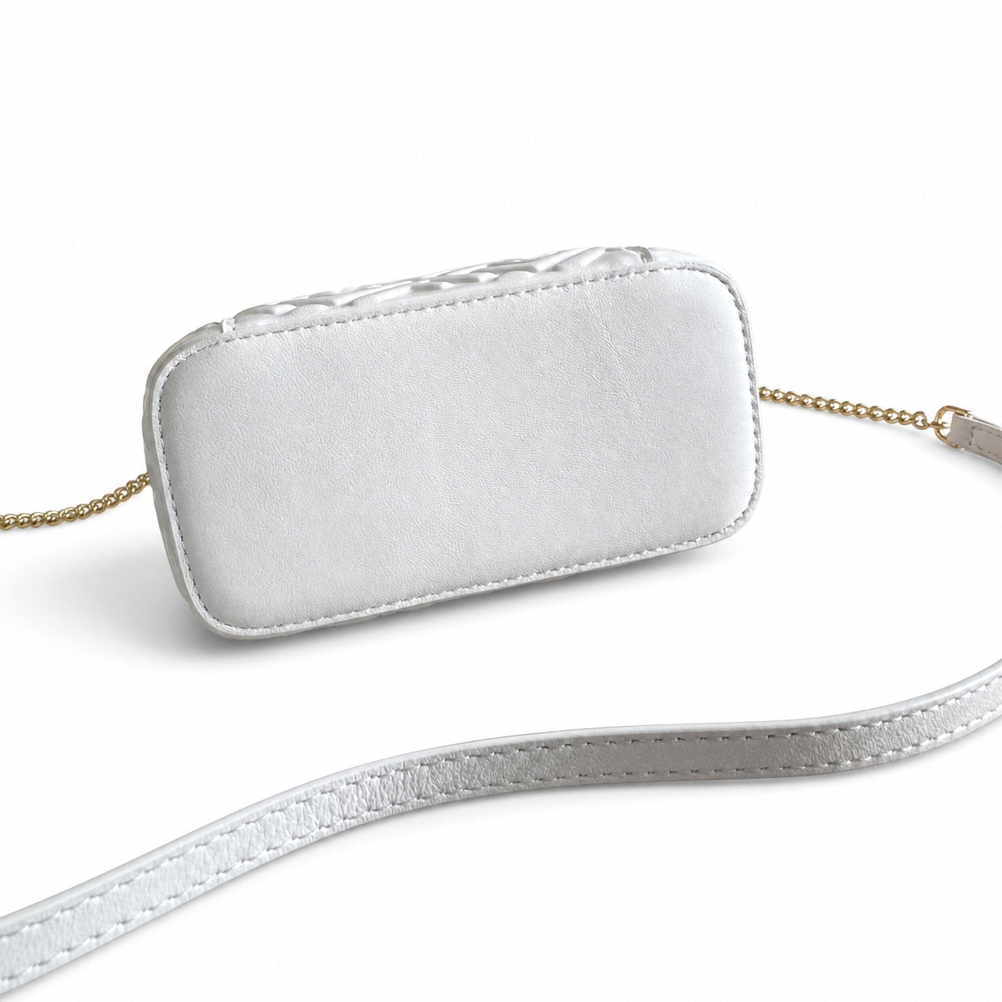 Fendi Mini Leather White Gold Vanity Bag