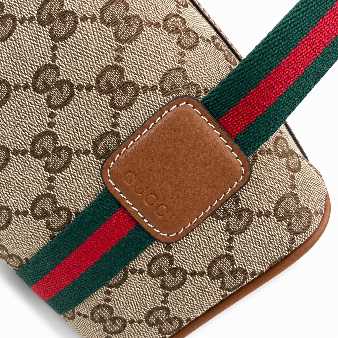 Gucci Mini Cotton Canvas Leather Beige Brown Gold Handbag