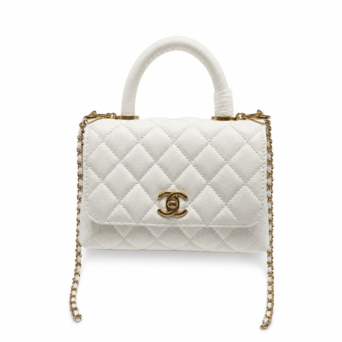 Chanel Leather White Gold Bag